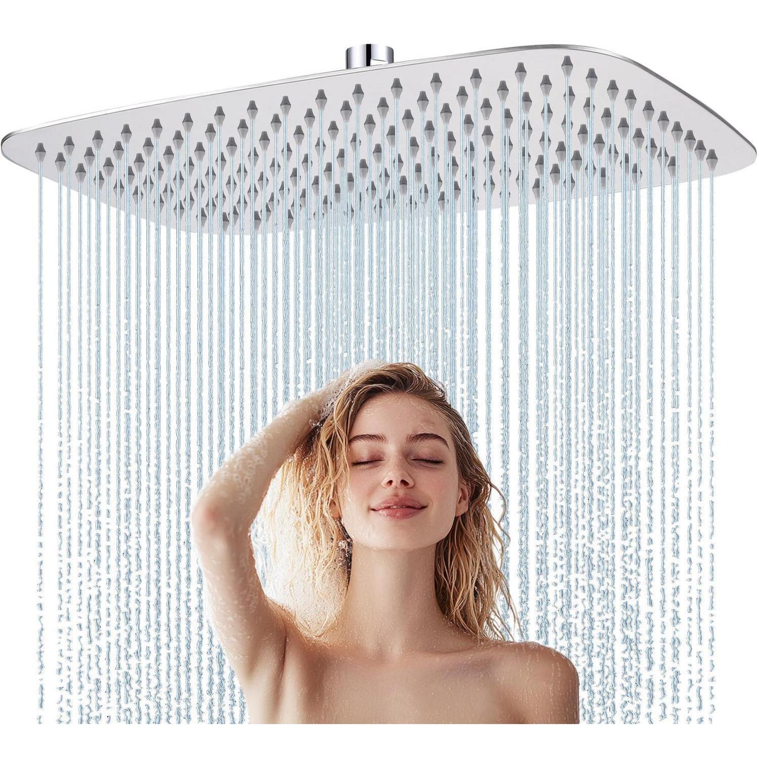 Regendusche 40x25cm Edelstahl, Anti-kalk-düsen, Chrom, Rechteckig