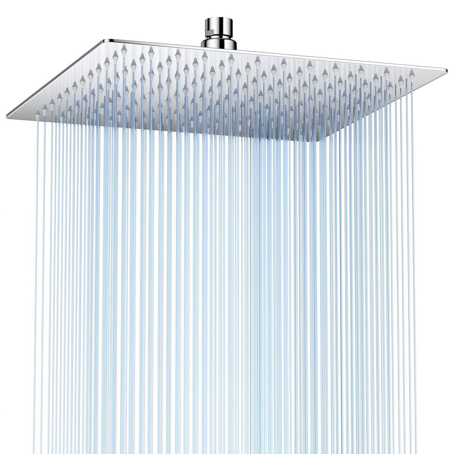 Regendusche 25cm Quadratisch Edelstahl, Anti-kalk, Werkzeuglose Montage