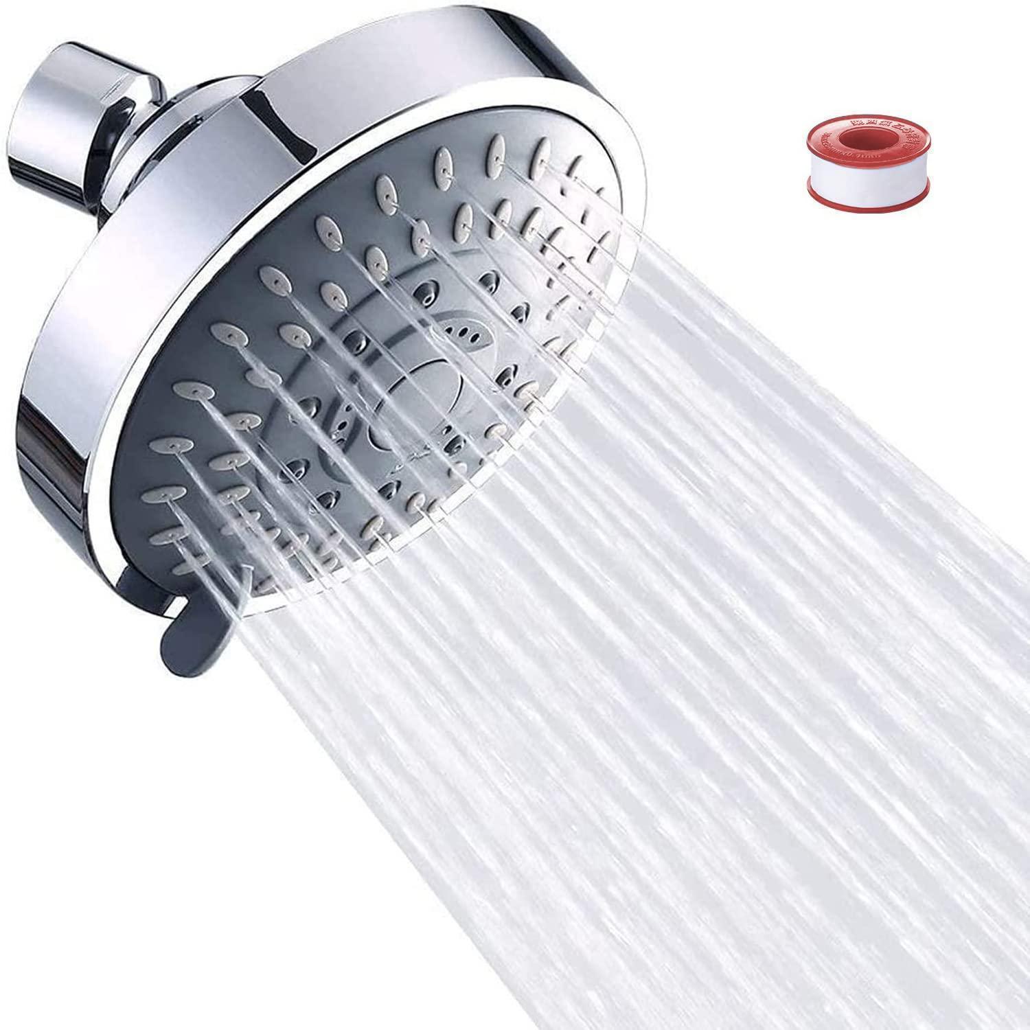 Regendusche Duschkopf 4 Zoll Chrom Mit 5 Strahlarten, Hochdruck & Wassersparend