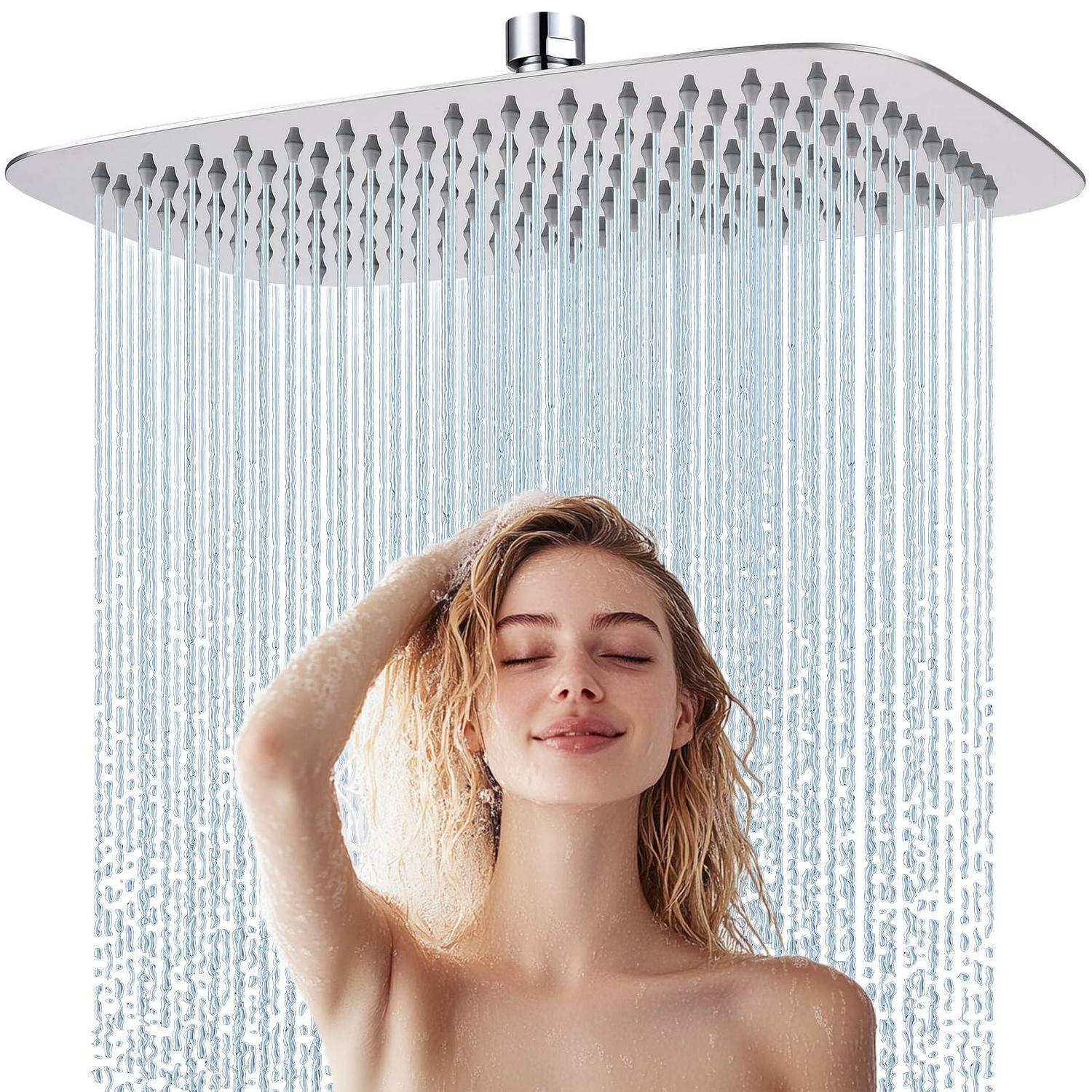 Regendusche Duschkopf Edelstahl 30x20cm Chrom Anti-kalk-düsen Rechteckig