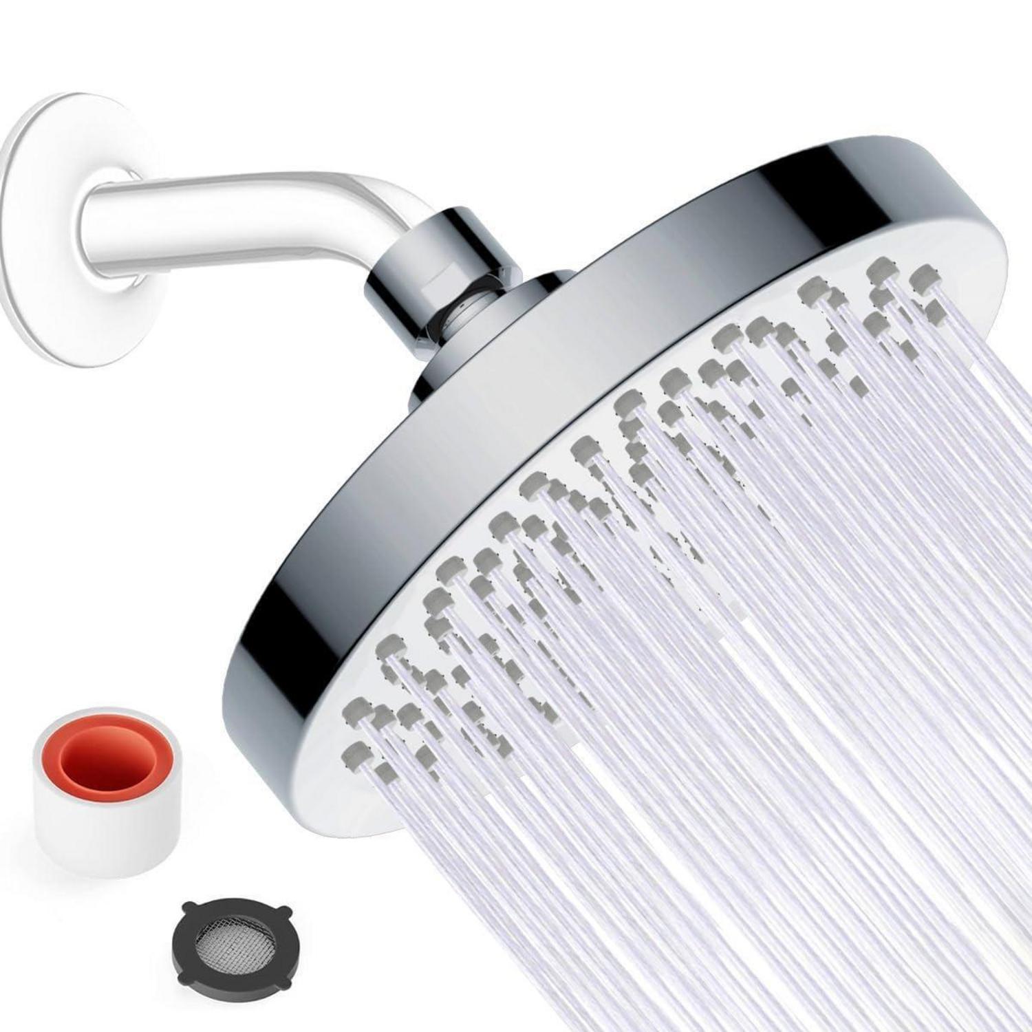 Regendusche Kopfbrause 6 Zoll, Hochdruck, Selbstreinigend, Verstellbar, Chrom