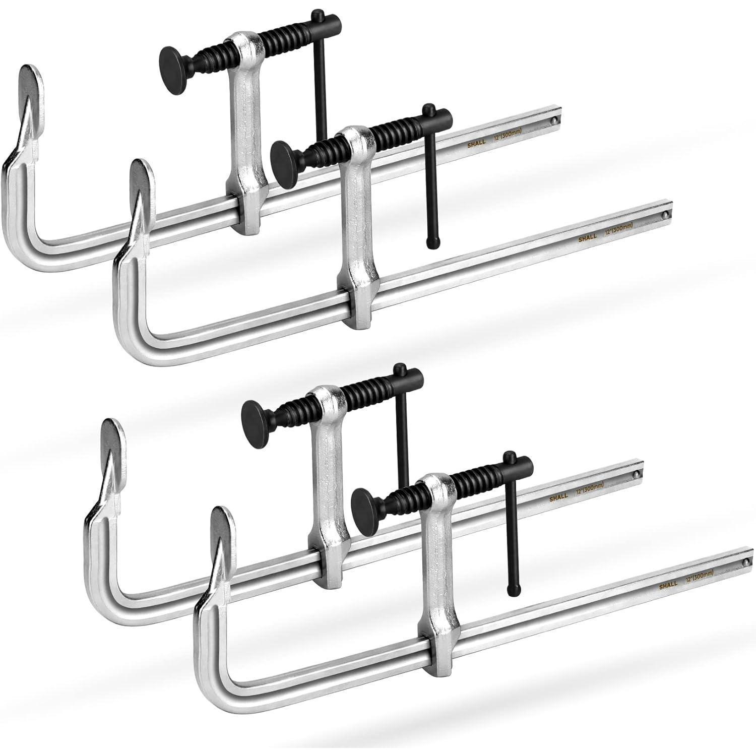 Schraubzwingen Set 4 Stück, 300mm Spannweite, Schmiedestahl, 200kg Spannkraft
