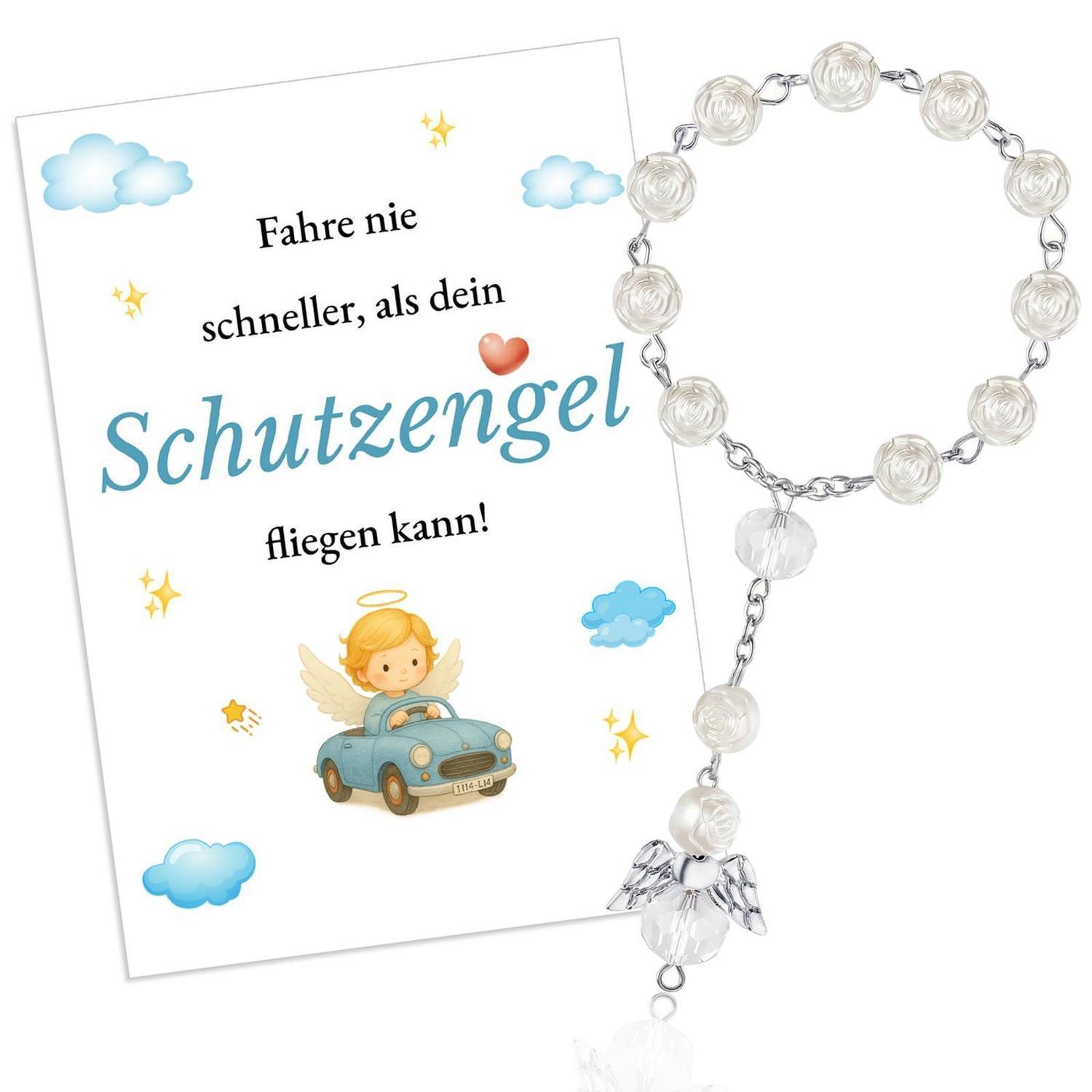 Schutzengel Auto Anhänger Mit Rosenkranz, Glücksbringer Für Auto Innenraum, Geschenk Für Führerschein