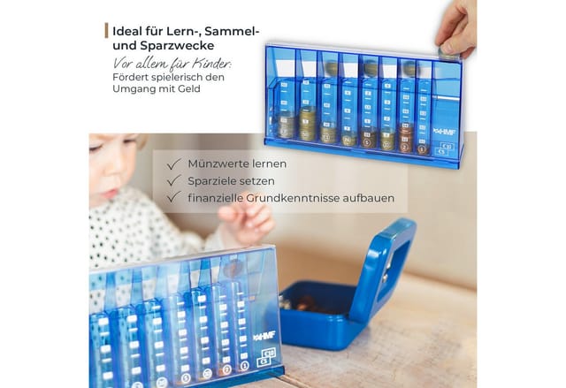 HMF 4710-05 Münzsortierer Euro Spardose 24 x 5 x 12 cm Blau