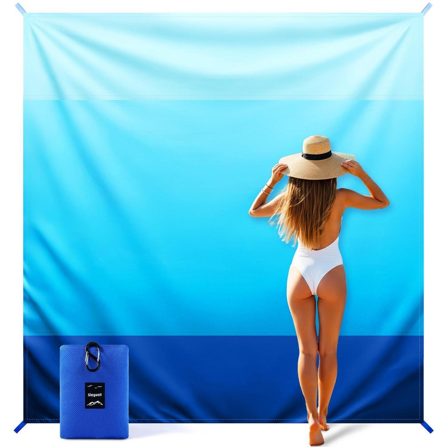 Stranddecke Sandfrei 220x215cm, Feuchtigkeitsabweisend, Ultraleicht, Windfest