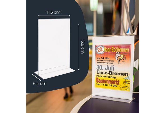 HMF 46920 Acryl Tischaufsteller Gerade DIN A6 Hochformat Glasklar