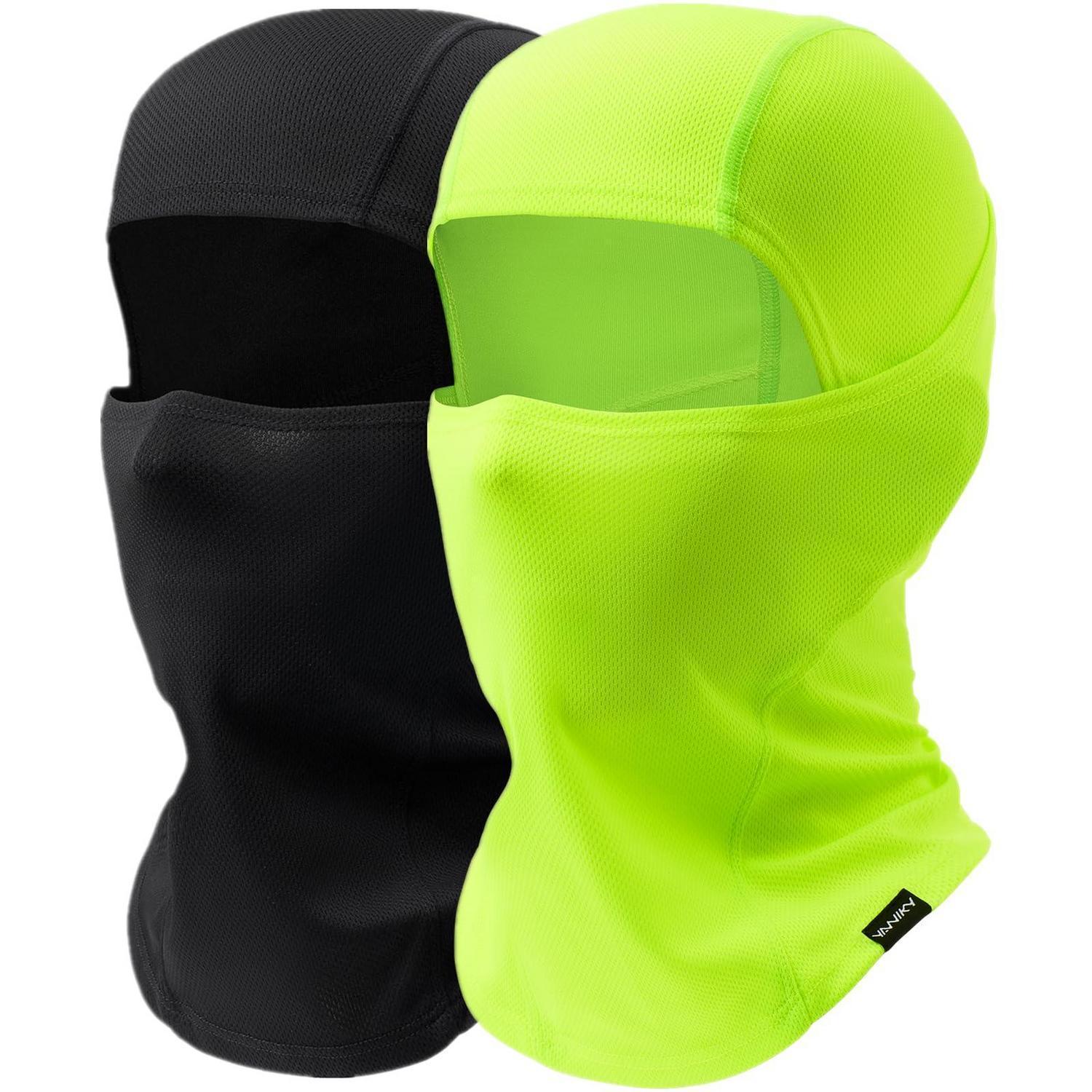 Sturmhaube Atmungsaktiv Mit Uv-schutz, Balaclava Für Damen Und Herren, Schwarz+fluoreszierendes Grün