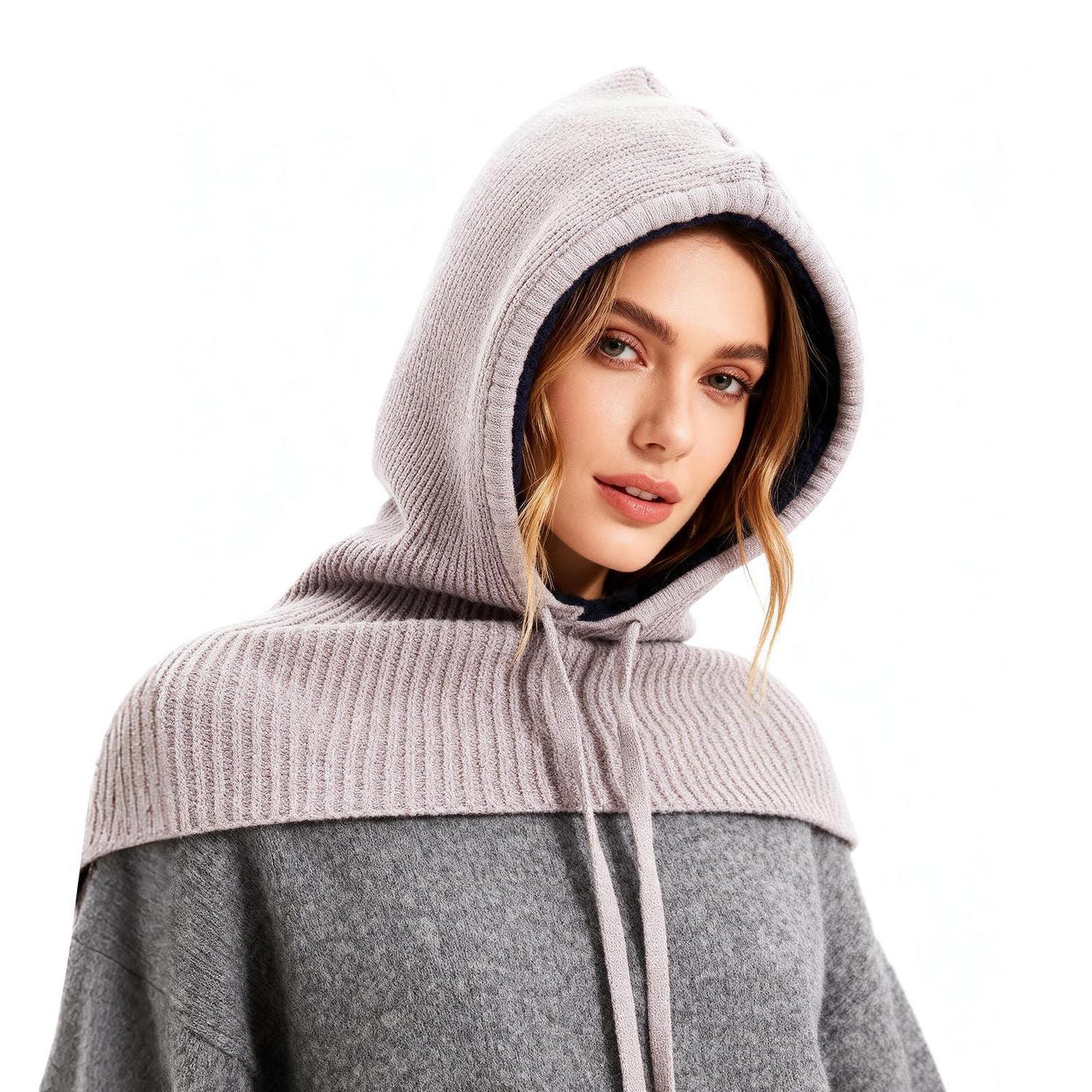 2-in-1 Sturmhaube Mit Kapuzenschal, Winddicht, Warm, Für Damen Und Herren, Beige