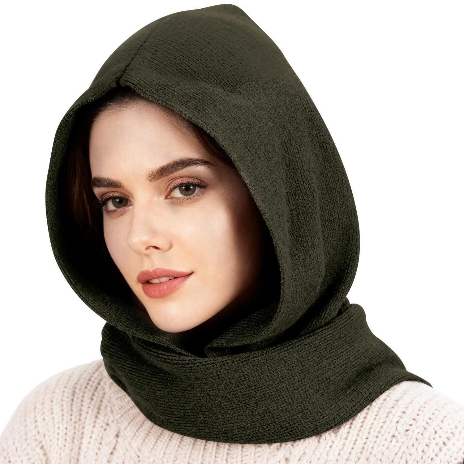 Kapuzenschal 2-in-1 Sturmhaube Mit Nackenwärmer, Winddicht & Warm, Unisex, Grün