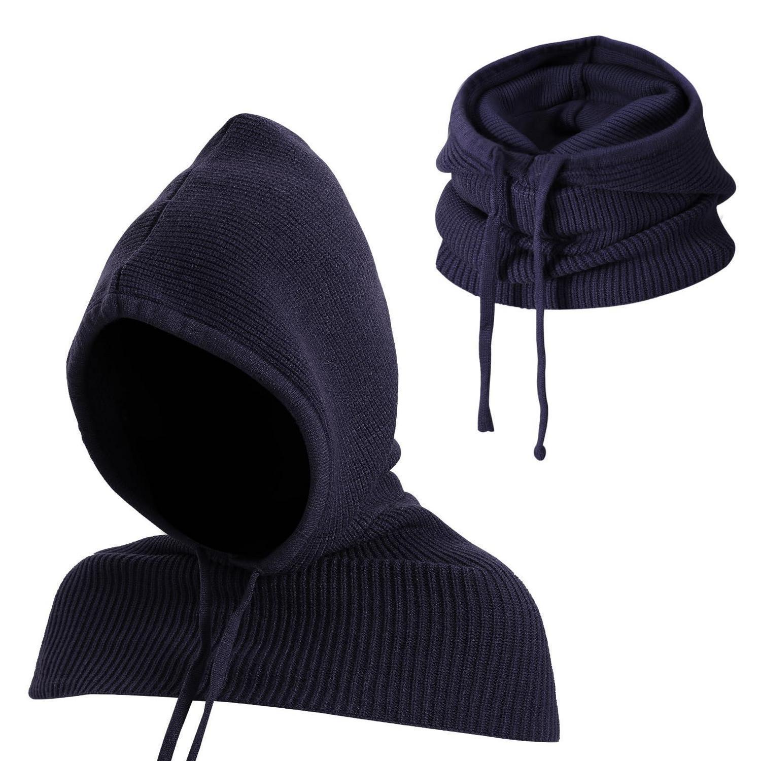 2-in-1 Sturmhaube Mit Kapuzenschal, Winddicht, Marineblau