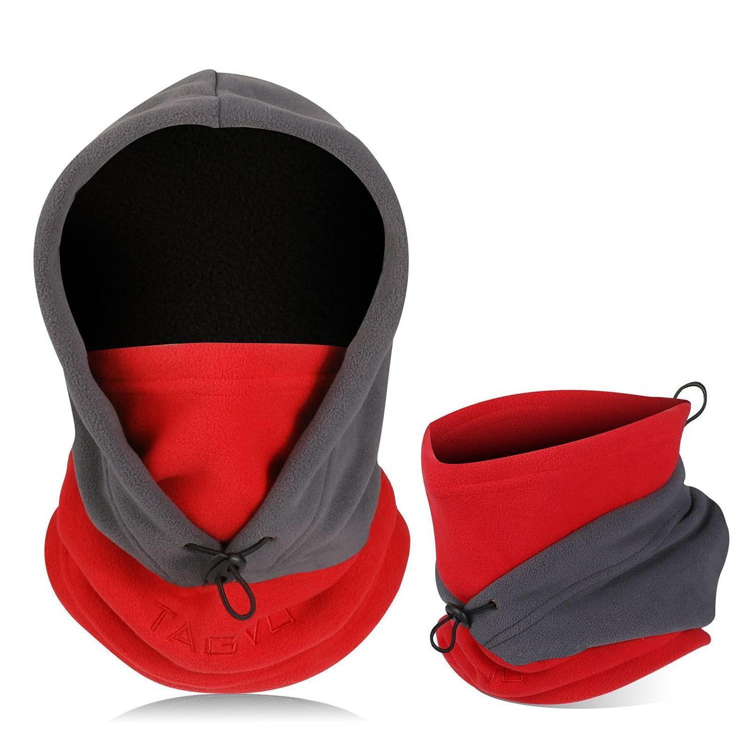 Sturmhaube Thermo-fleece Winddicht Unisex Grau/rot Für Wintersport