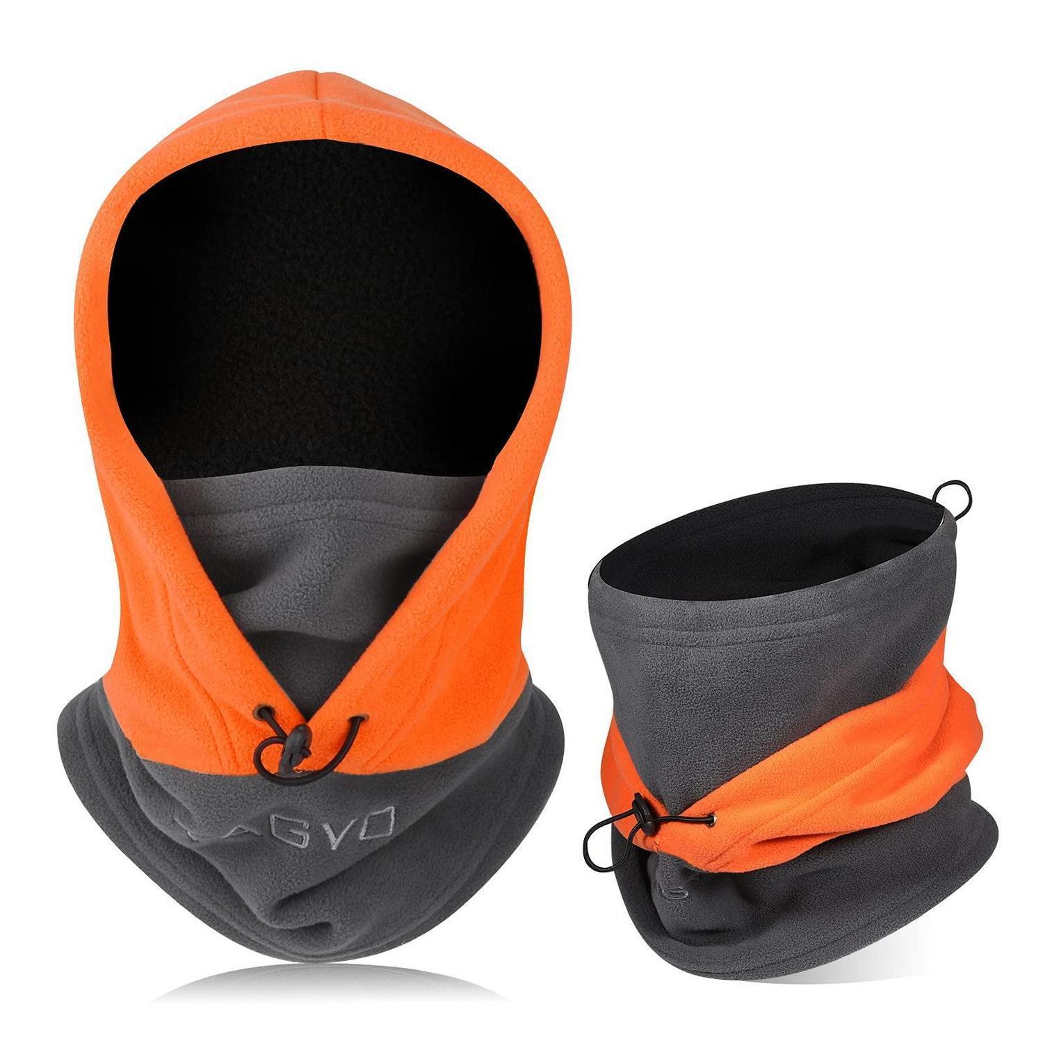 Sturmhaube Thermo-fleece Winddicht Unisex Grau/orange Für Wintersport
