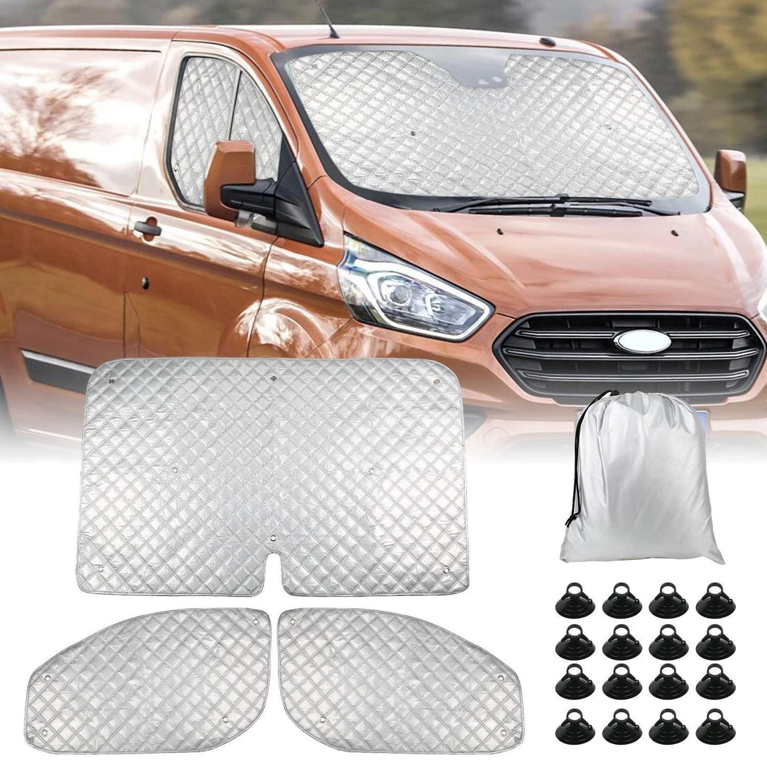 Thermomatte Fahrerhaus Für Ford Transit Custom 2012-2025, 3-teiliger Sonnenschutz Mit Uv-schutz