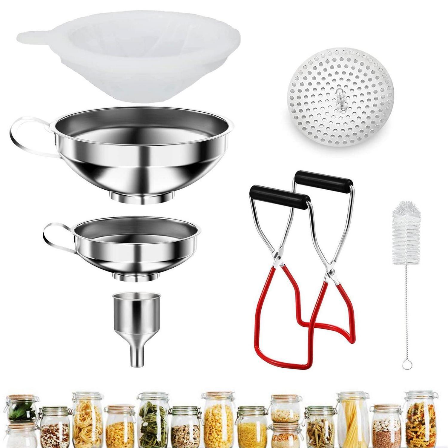 Trichter Set Edelstahl 7tlg. Mit Einmachgläser Heber & Filter