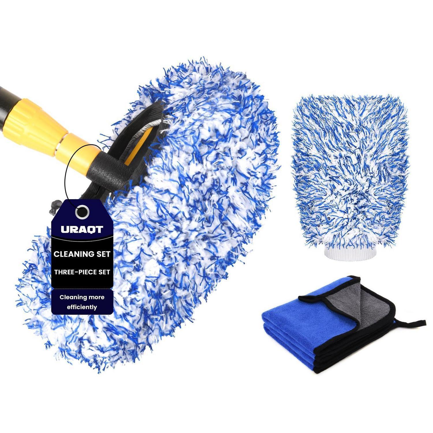 Autowaschbürstenbezug Set Mit Handschuh & Tüchern – Schonende Reinigung, Blau/weiß