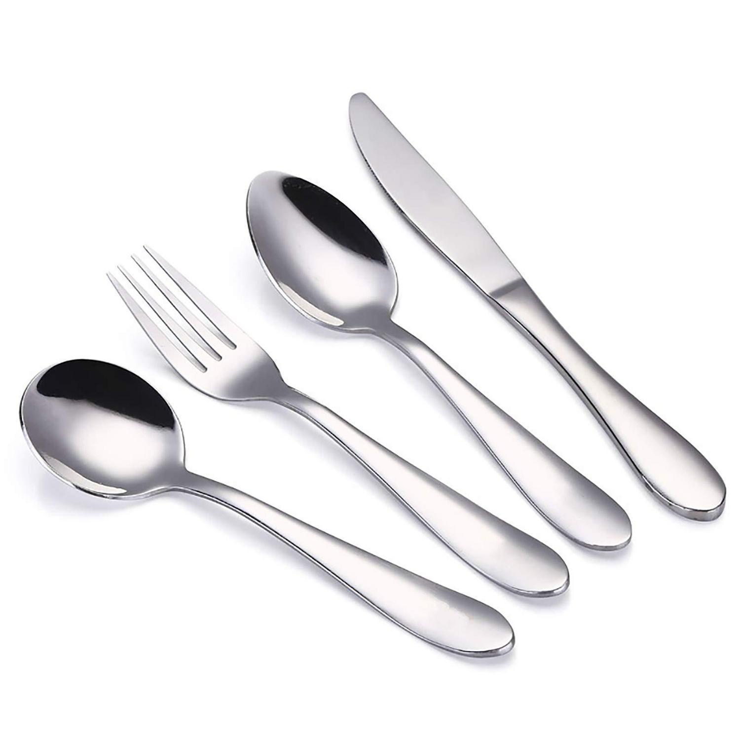 Kinderbesteck Set 4-teilig 18/10 Edelstahl, Spülmaschinenfest, Bpa-frei