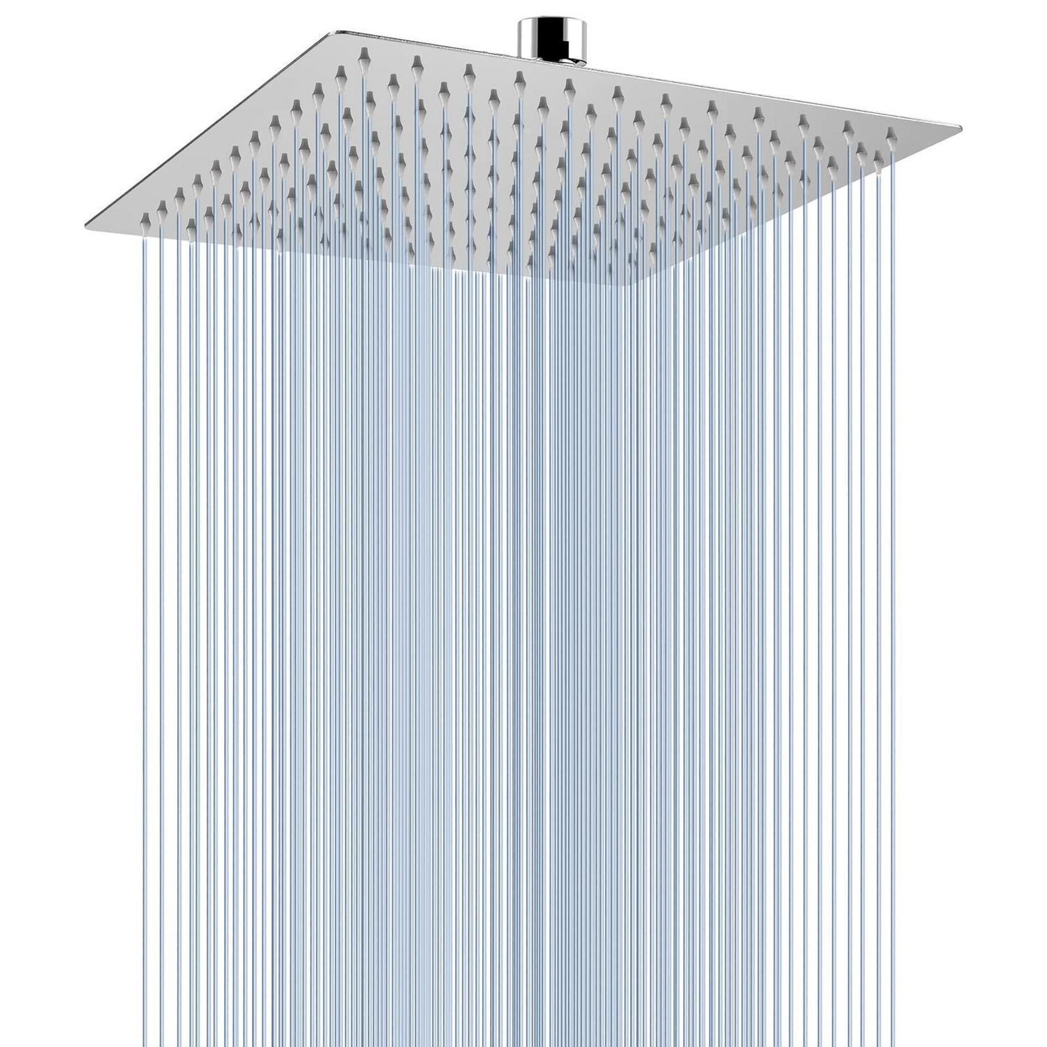 Regenbrause 25cm Edelstahl Quadrat Hochdruck Duschkopf Mit Kugelgelenk Chrom