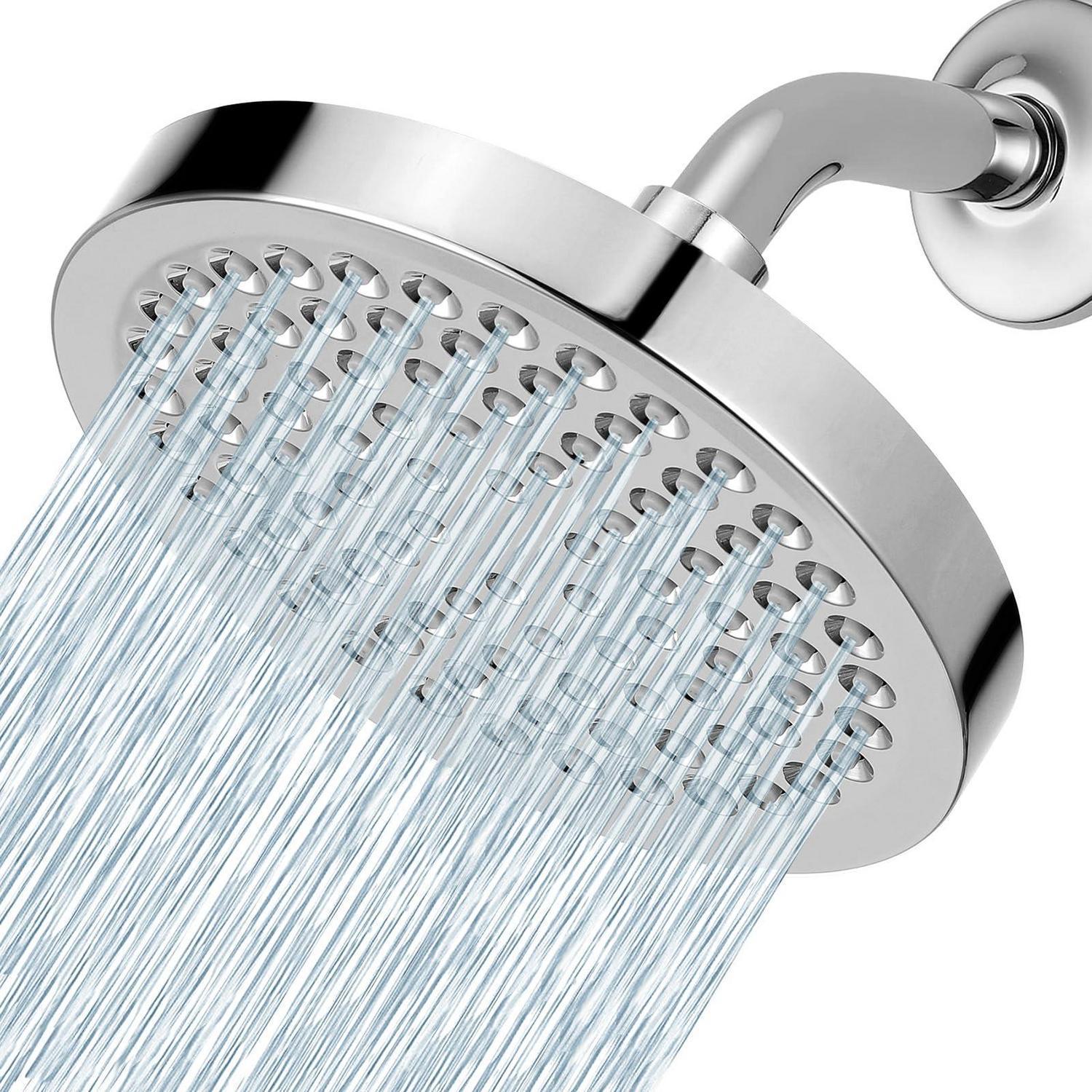 Regendusche 15cm Rund, Hochdruck, Einstellbar, Chrom, Werkzeuglose Montage