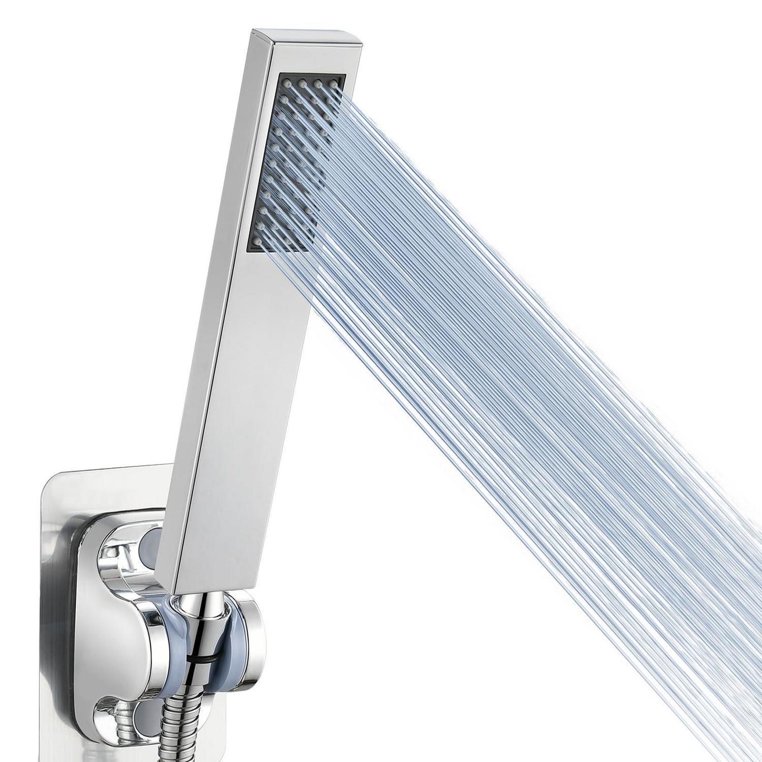 Handbrause Komplett Aus Metall, Hochdruck, Quadratisch, Chrom, Einfache Installation
