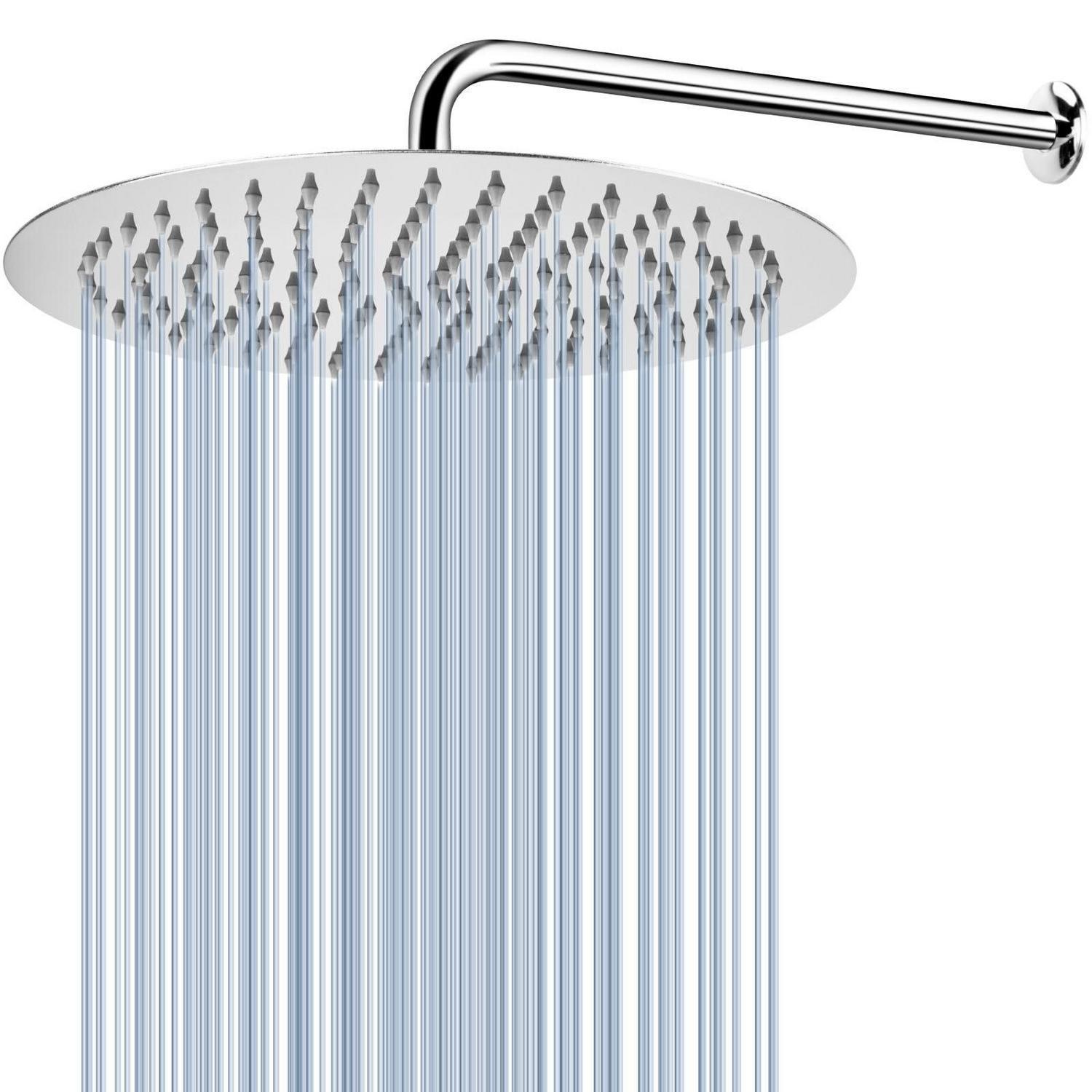 Regenduschkopf Mit Verlängerungsarm, Edelstahl, 30cm, Selbstreinigende Düsen, Hoher Wasserdruck