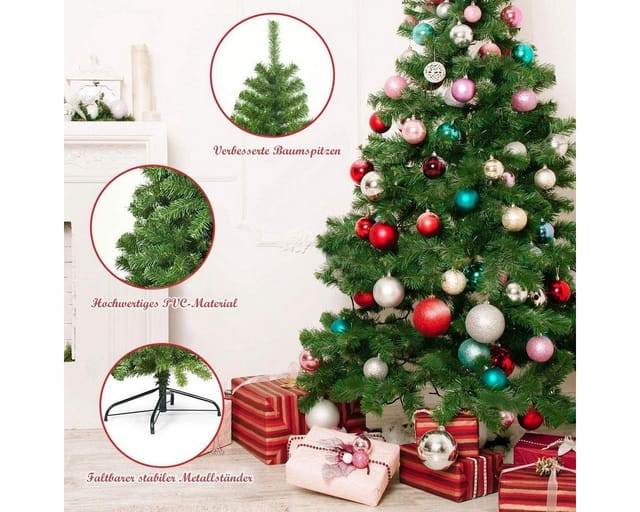 Costway Künstlicher Weihnachtsbaum mit LED-Lichtern 180cm