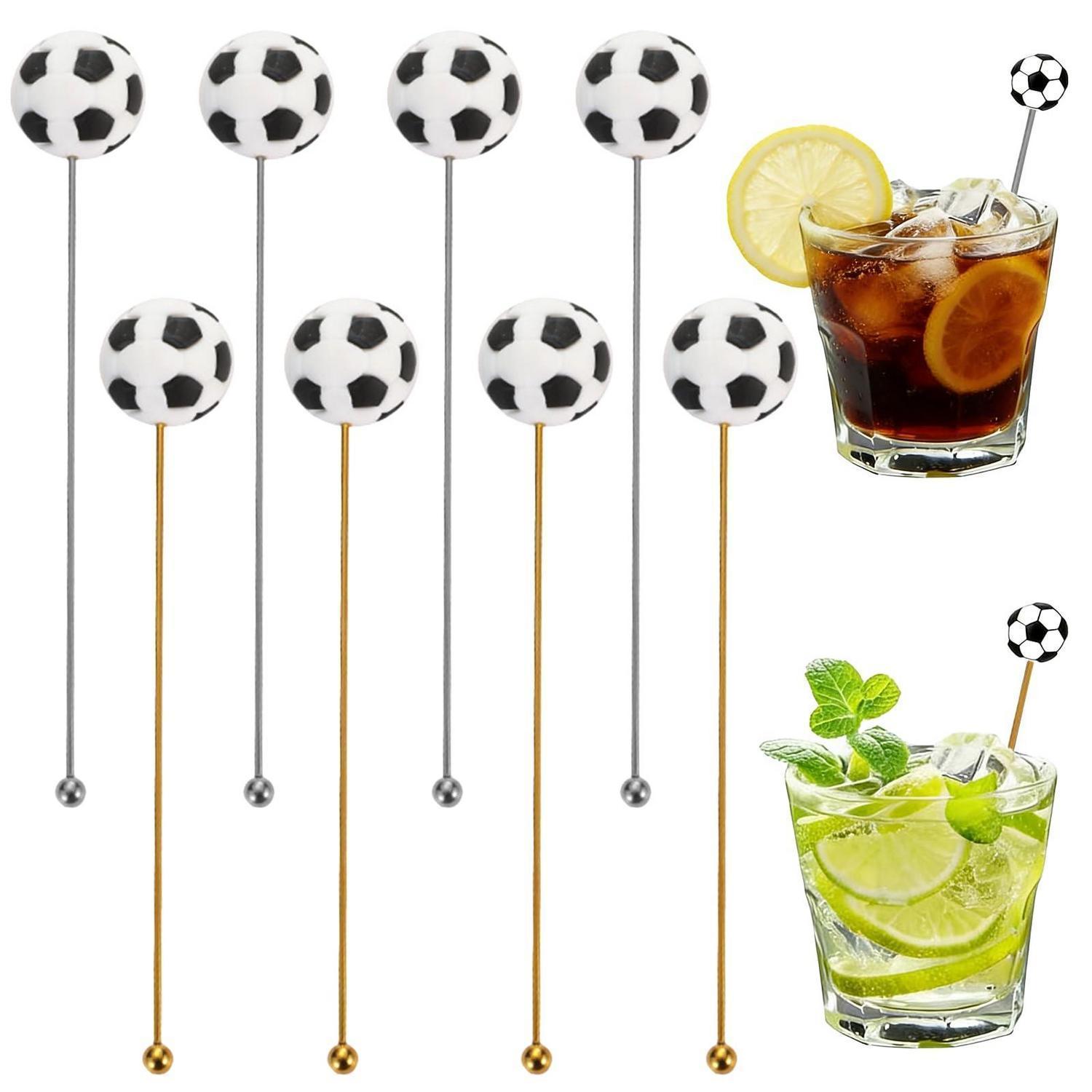 Edelstahl Rührstäbchen Fußball-design, 8 Stück Wiederverwendbar Für Cocktails