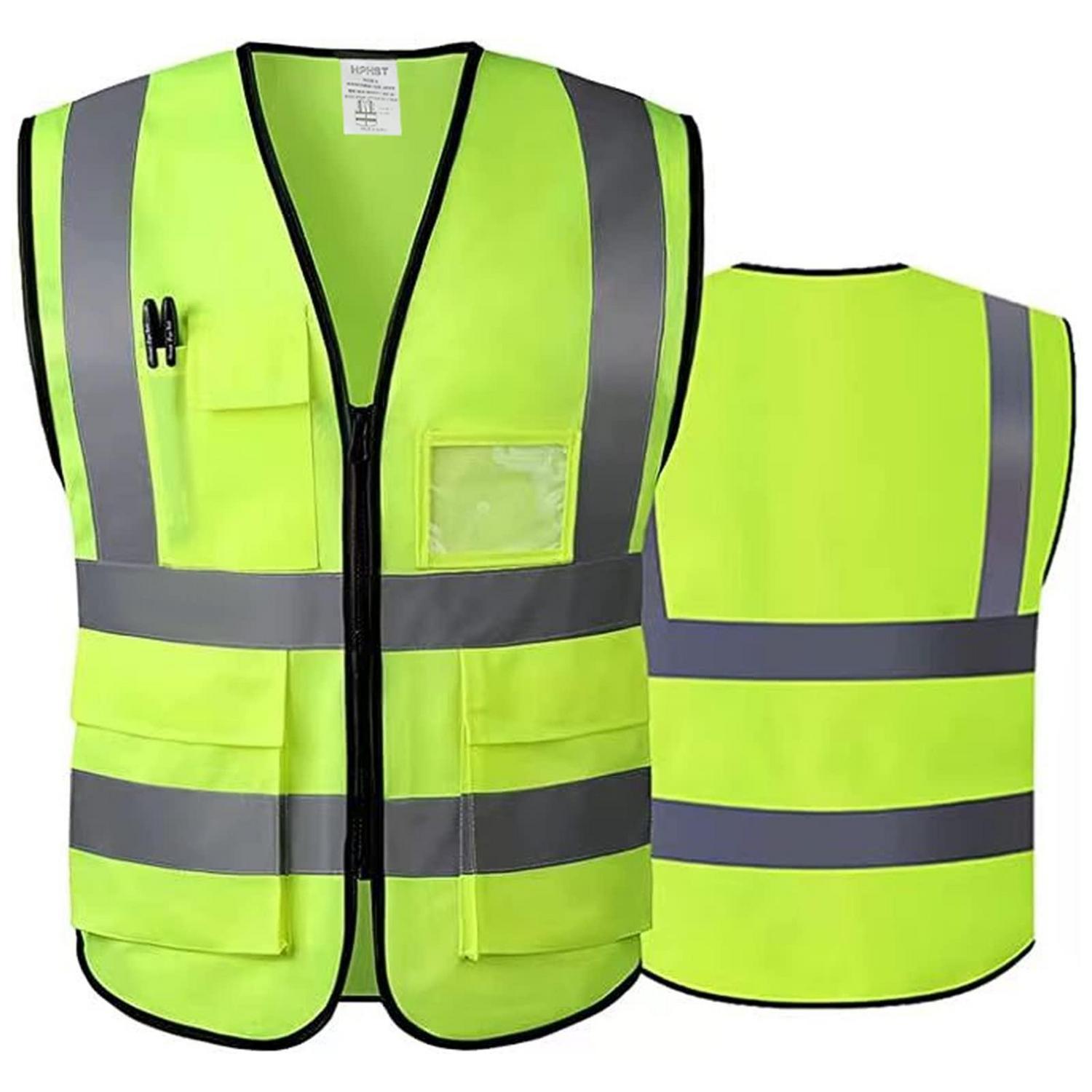 Warnweste Mit Reißverschluss Für Damen Und Herren, Hohe Sichtbarkeit, Reflektierend, Gelb M