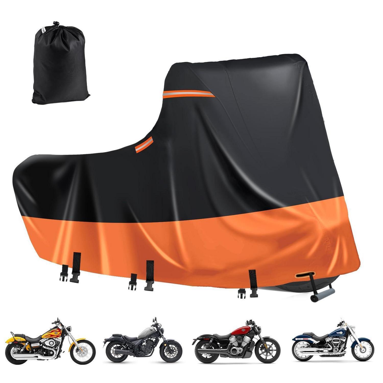 Motorrad Abdeckung Wasserdicht 600d Oxford Mit Reflektoren & Lüftung, Schwarz-orange 3xl