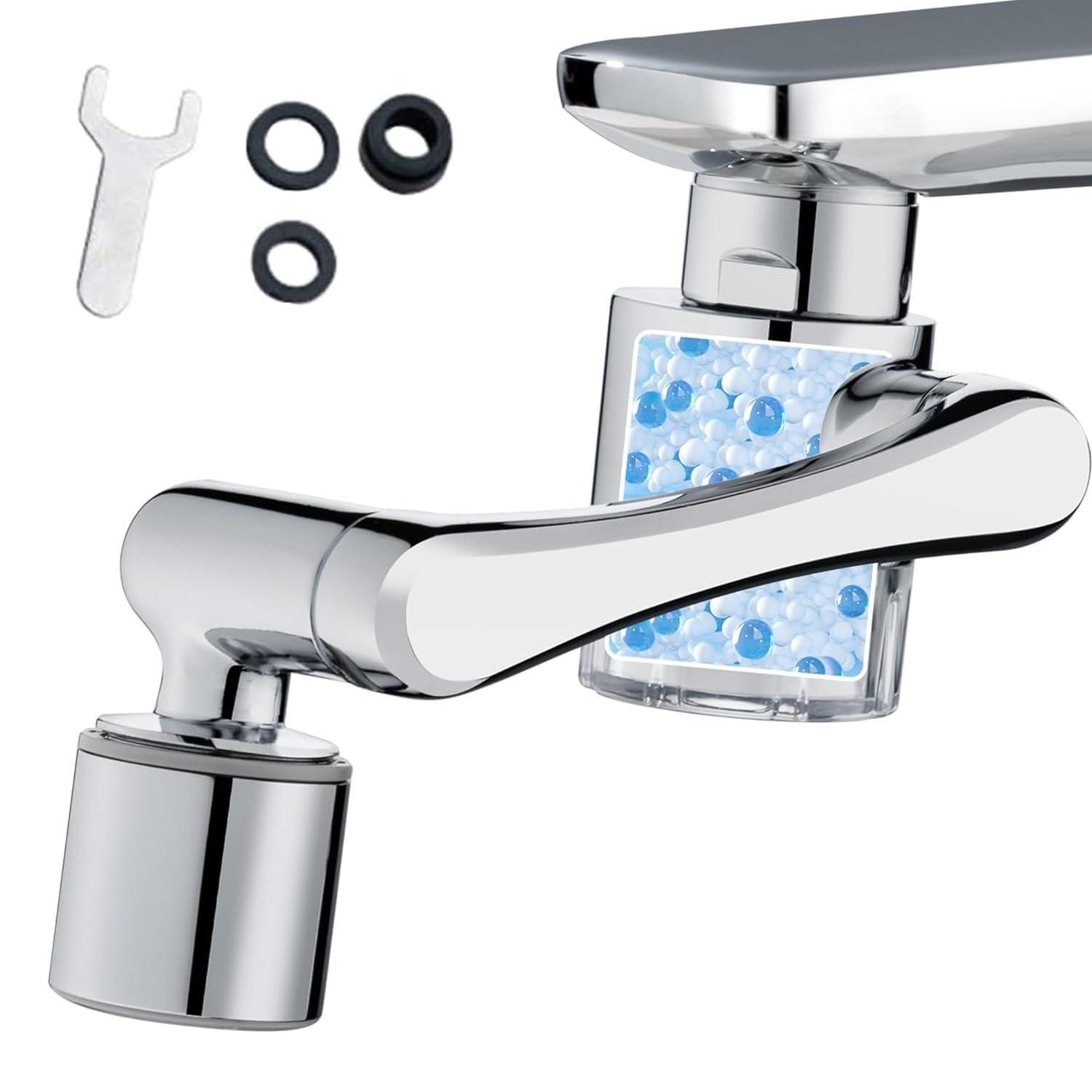Wasserhahnfilter Mit 1080° Drehung, 2 Modi, Chrom, Inkl. 5 Ersatzfilter