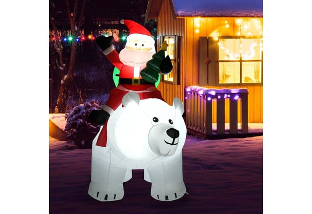 Costway 200cm Aufblasbarer Weihnachtsmann Eisbär