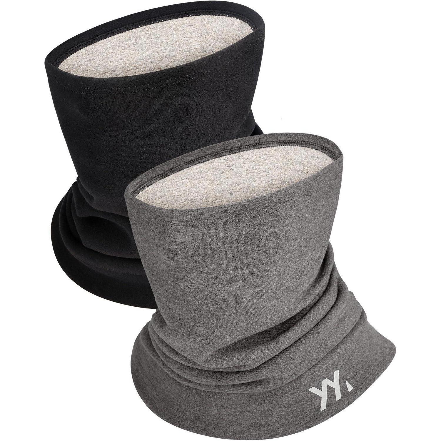 Schlauchschal Damen Herren Fleece Modal-wolle Mix Thermo Halswärmer Schwarz & Hellgrau