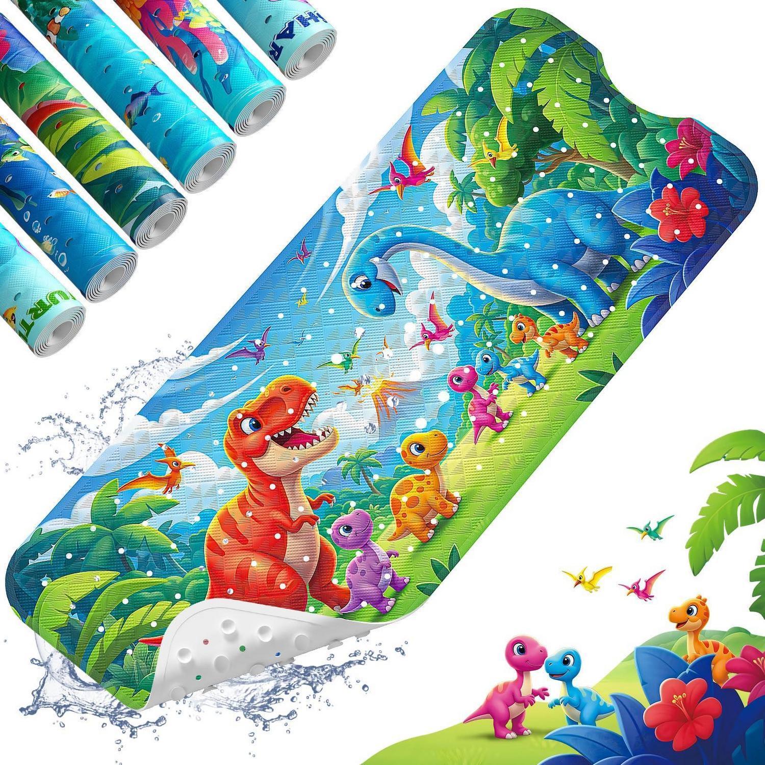Baby-badematte Rutschfest Extra Lang 101,6x40,6cm Mit Saugnäpfen Z-dinosaurier