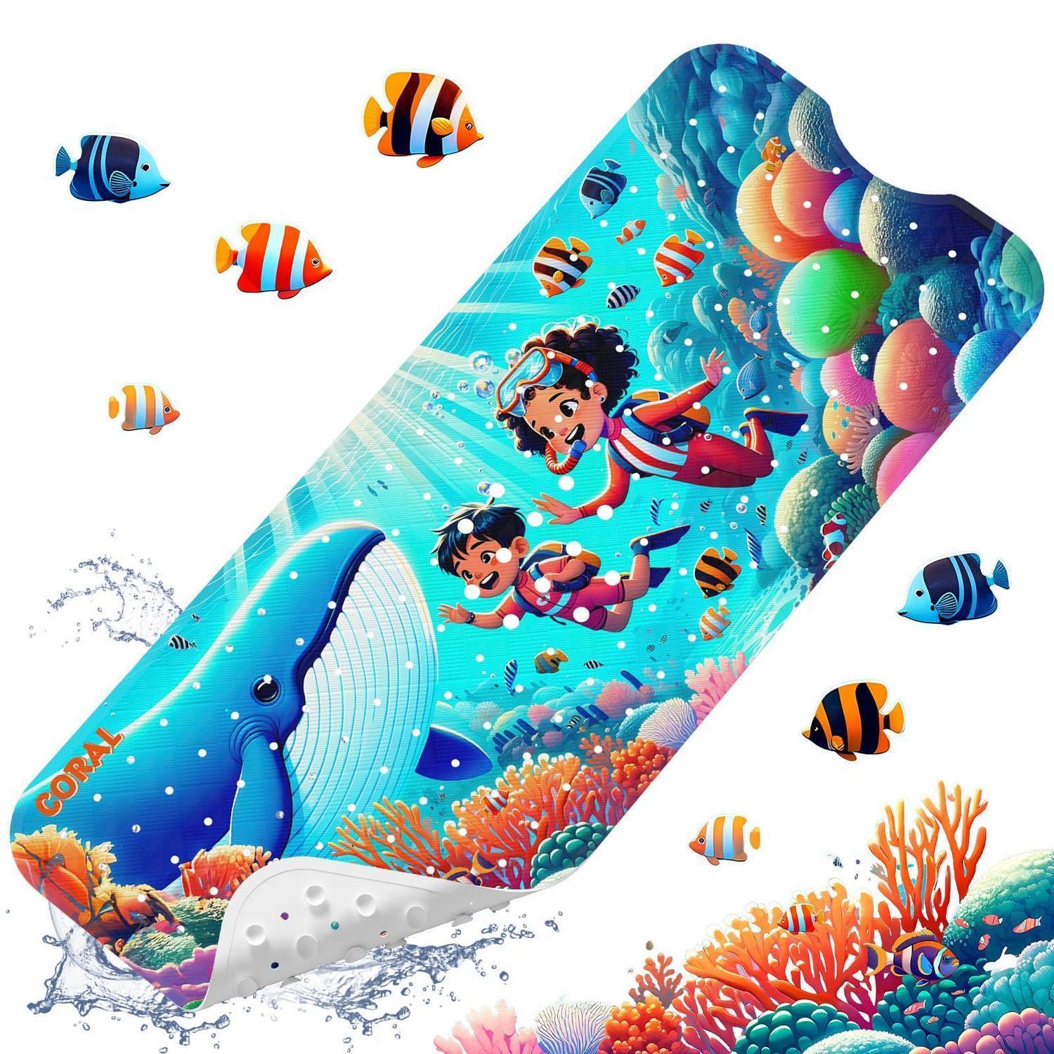 Badewannenmatte Kinder 100x40cm Rutschfest, Antibakteriell, Maschinenwaschbar