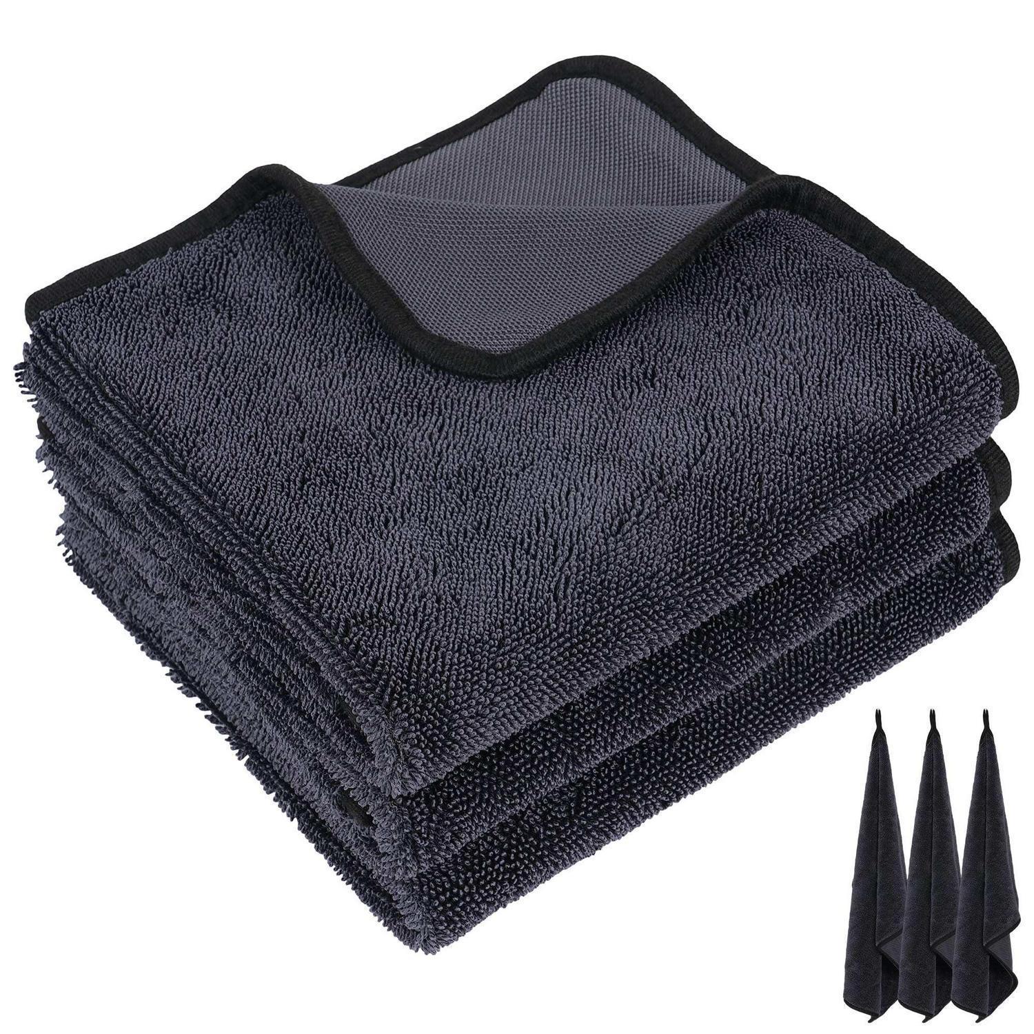 3er Set Mikrofasertücher 60x40cm, Stark Saugfähig, Beidseitig Nutzbar, Für Auto & Haushalt