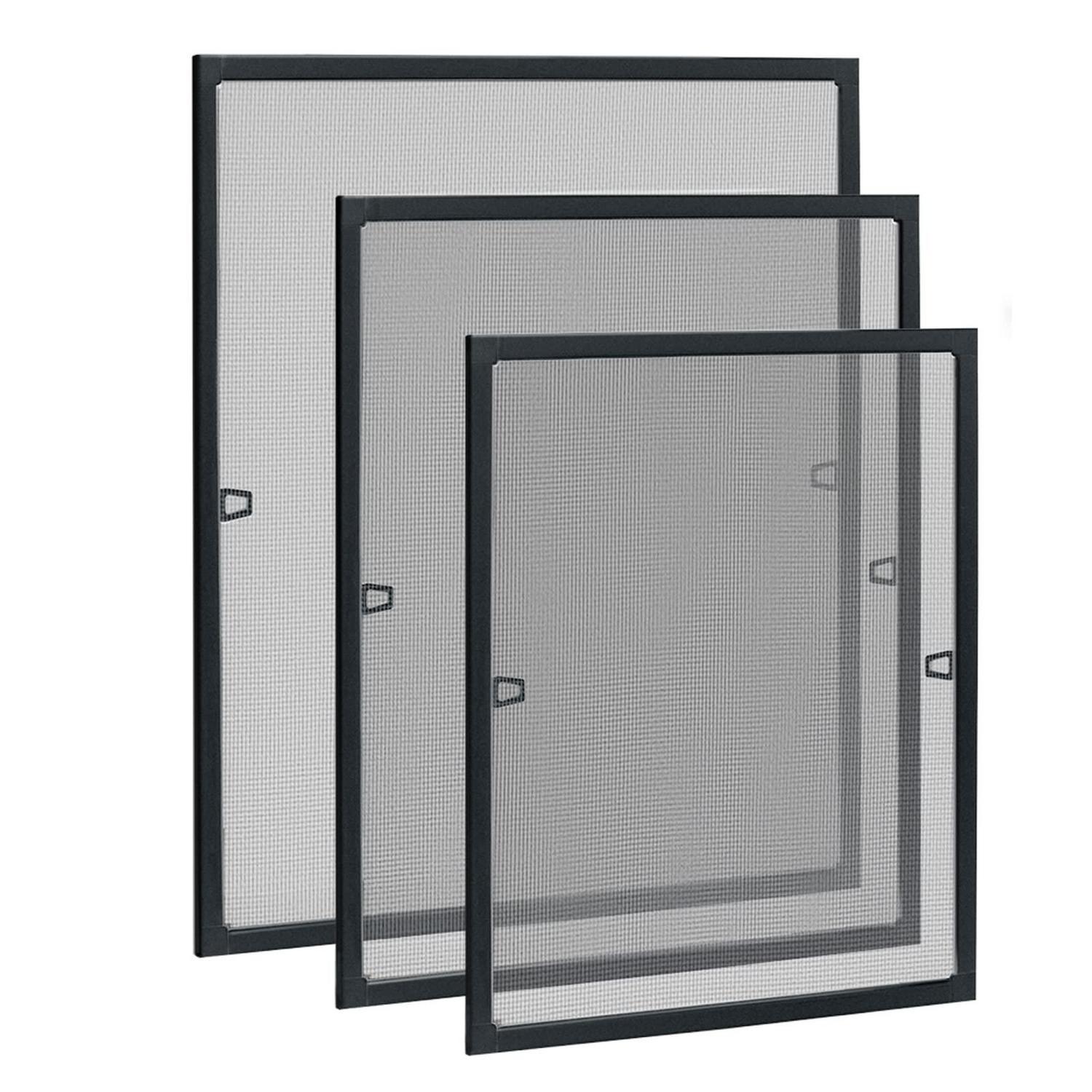 Fliegengitter Fenster 120x140cm Anthrazit Mit Aluminium Rahmen, Ohne Bohren