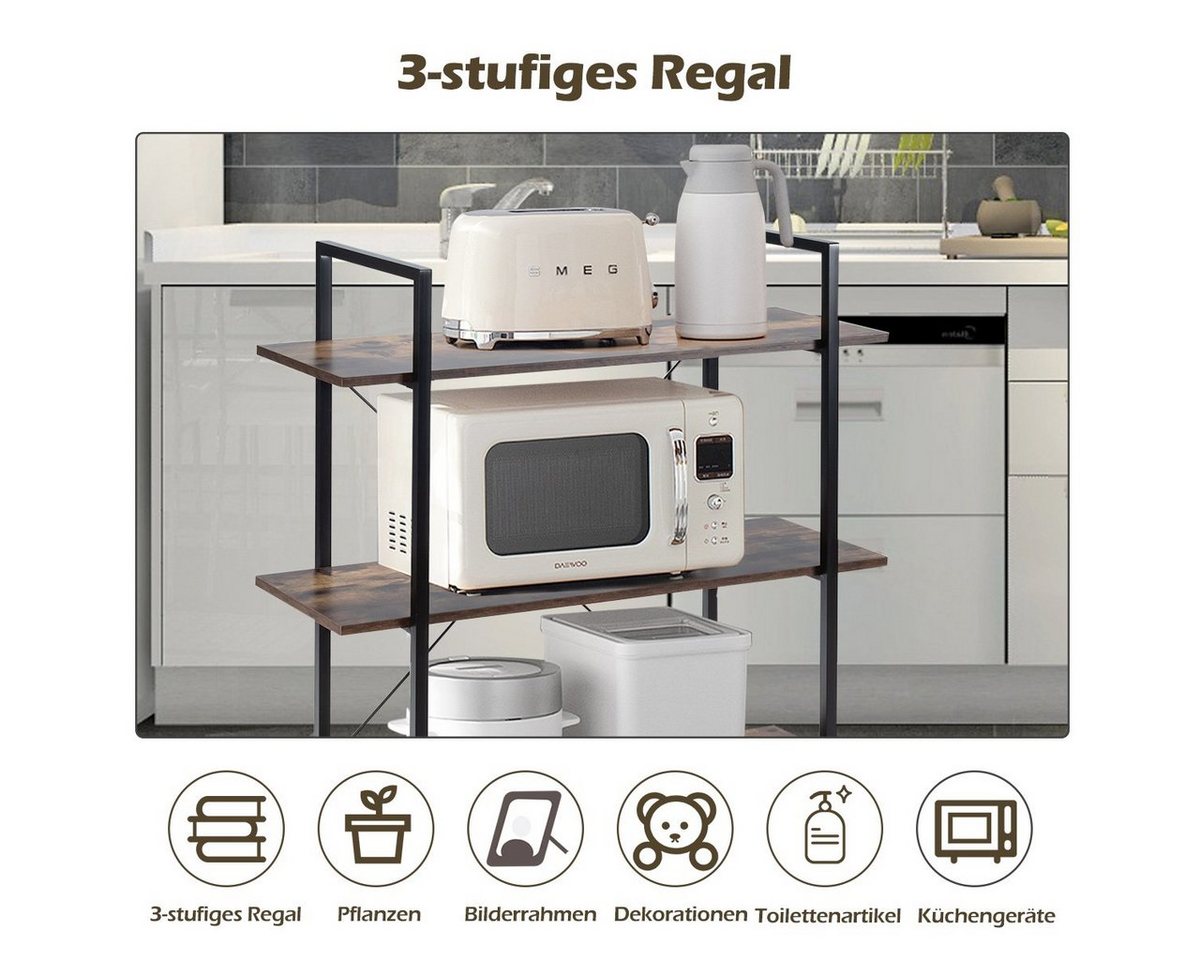 Costway 3 Stufiges Bücherregal mit Metallrahmen 90 x 36 x 99 cm