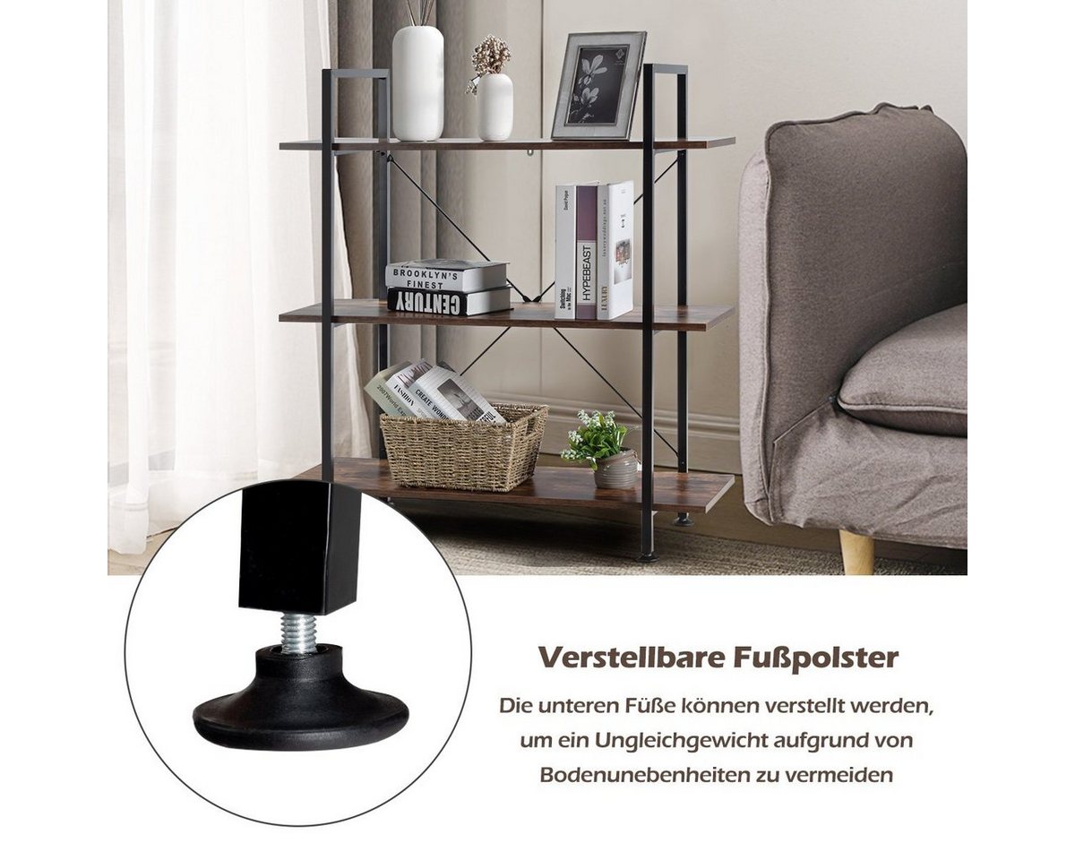 Costway 3 Stufiges Bücherregal mit Metallrahmen 90 x 36 x 99 cm Bild 3