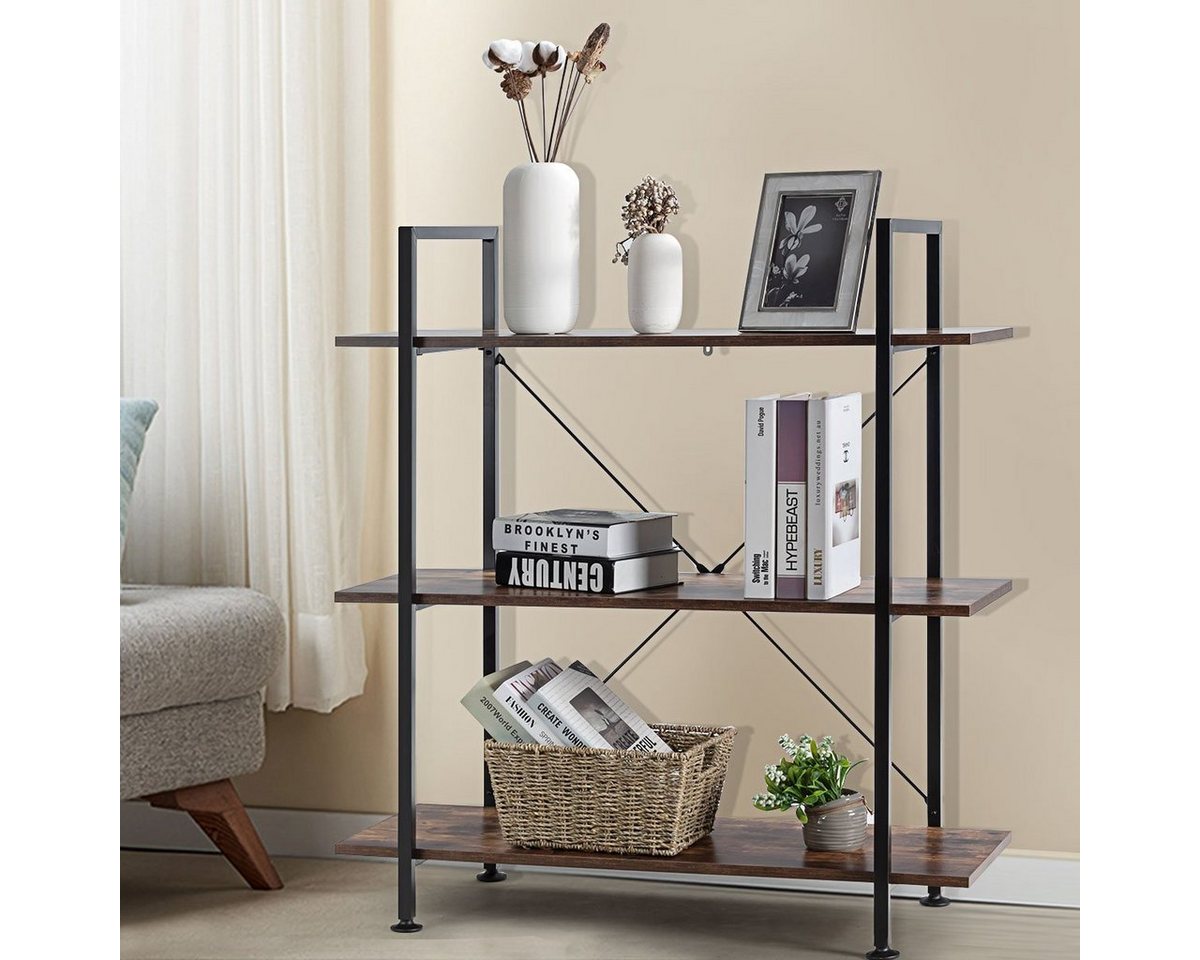 Costway 3 Stufiges Bücherregal mit Metallrahmen 90 x 36 x 99 cm Bild 5
