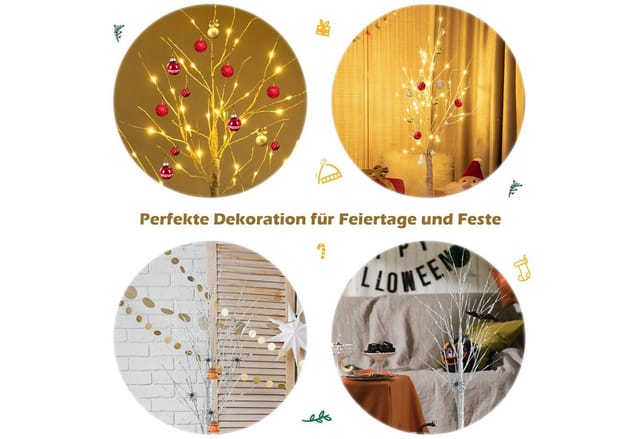 Costway LED Lichterbaum Birkenbaum Tannenbaum Christbaum 180cm