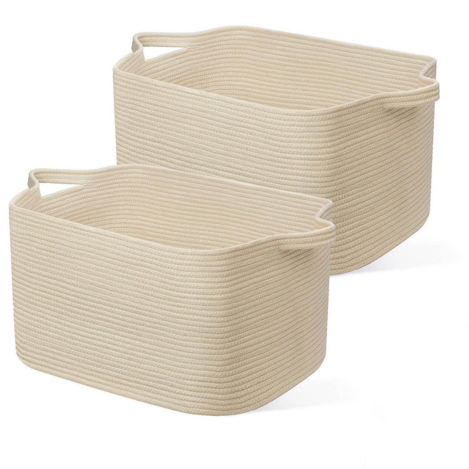 Faltbarer Wäschekorb 63l Aus Baumwolle, 2 Stück Beige