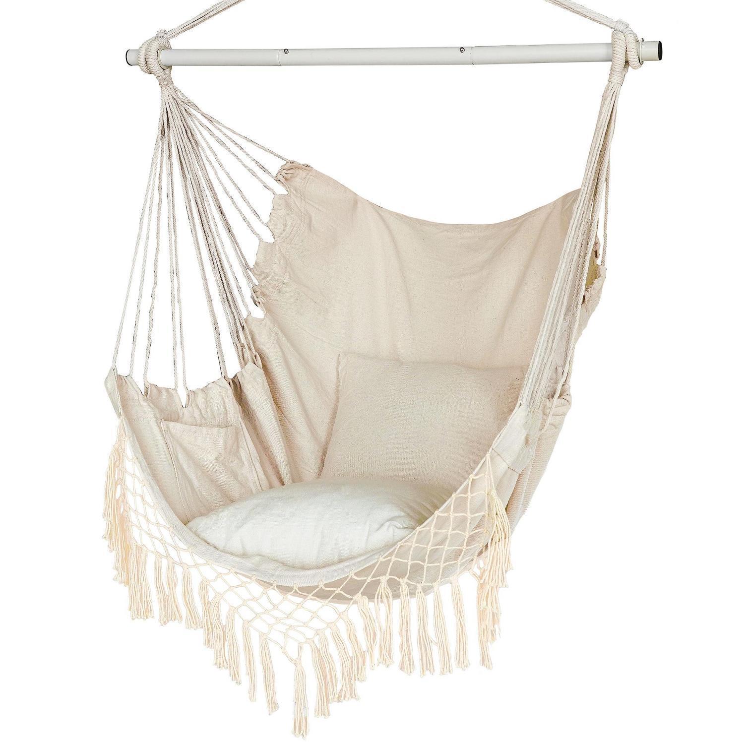 Hängesessel Für Innen & Außen Mit 2 Kissen, Bis 150 Kg Belastbar, Beige