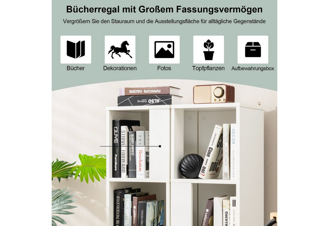 Costway 2er Set Bücherregal Aus Holz mit 3 Ebenen & Kippsicherung Weiß Bild 2