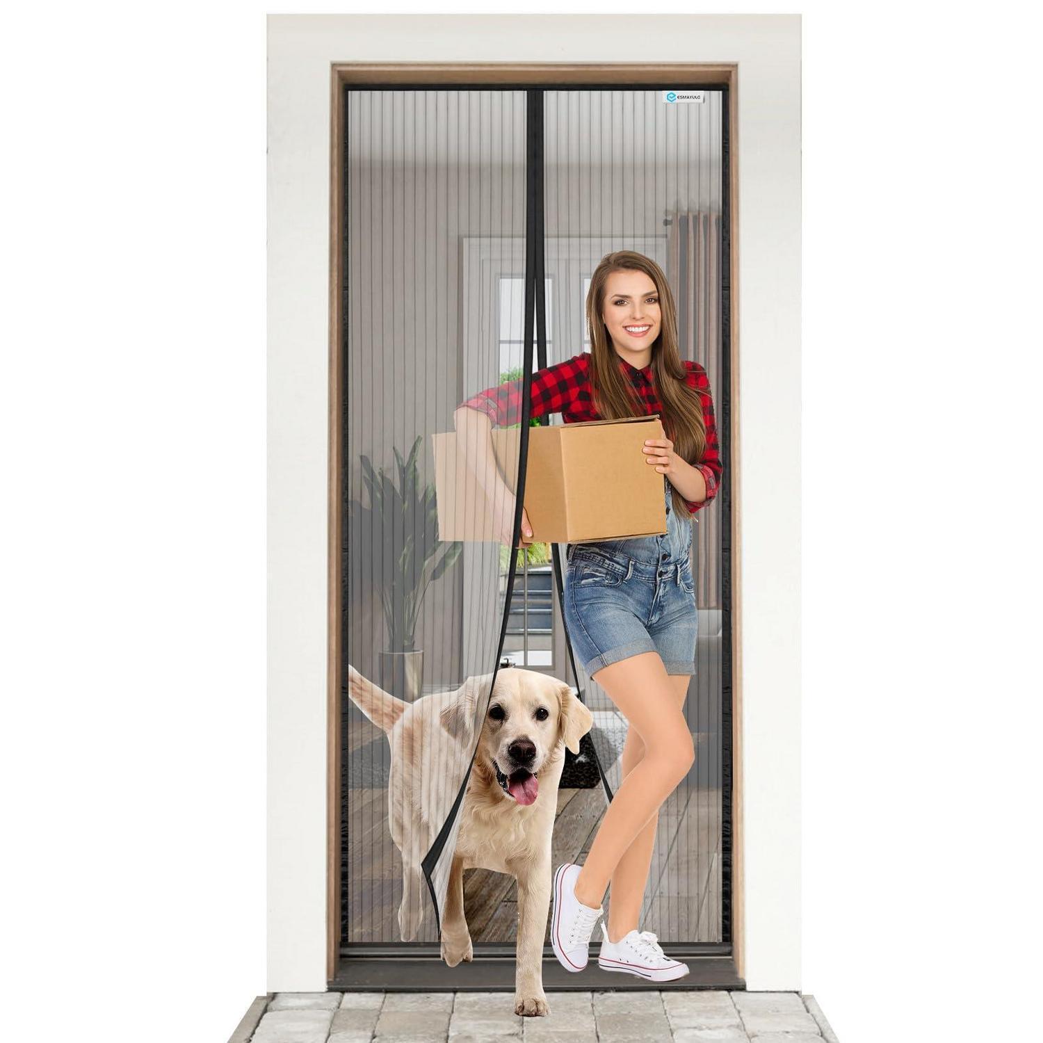 Fliegengitter Tür 140x210 Cm, Magnetvorhang Für Balkon, Terrasse, Kellertür, Schwarz
