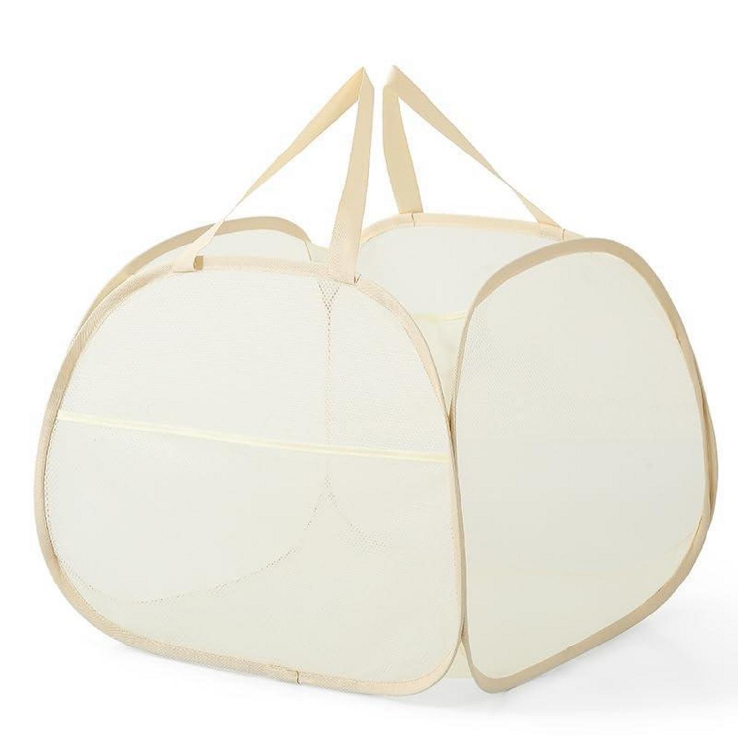 Pop Up Wäschekorb 2er Set Faltbar Mit Griff, 75l, Atmungsaktiv, Beige