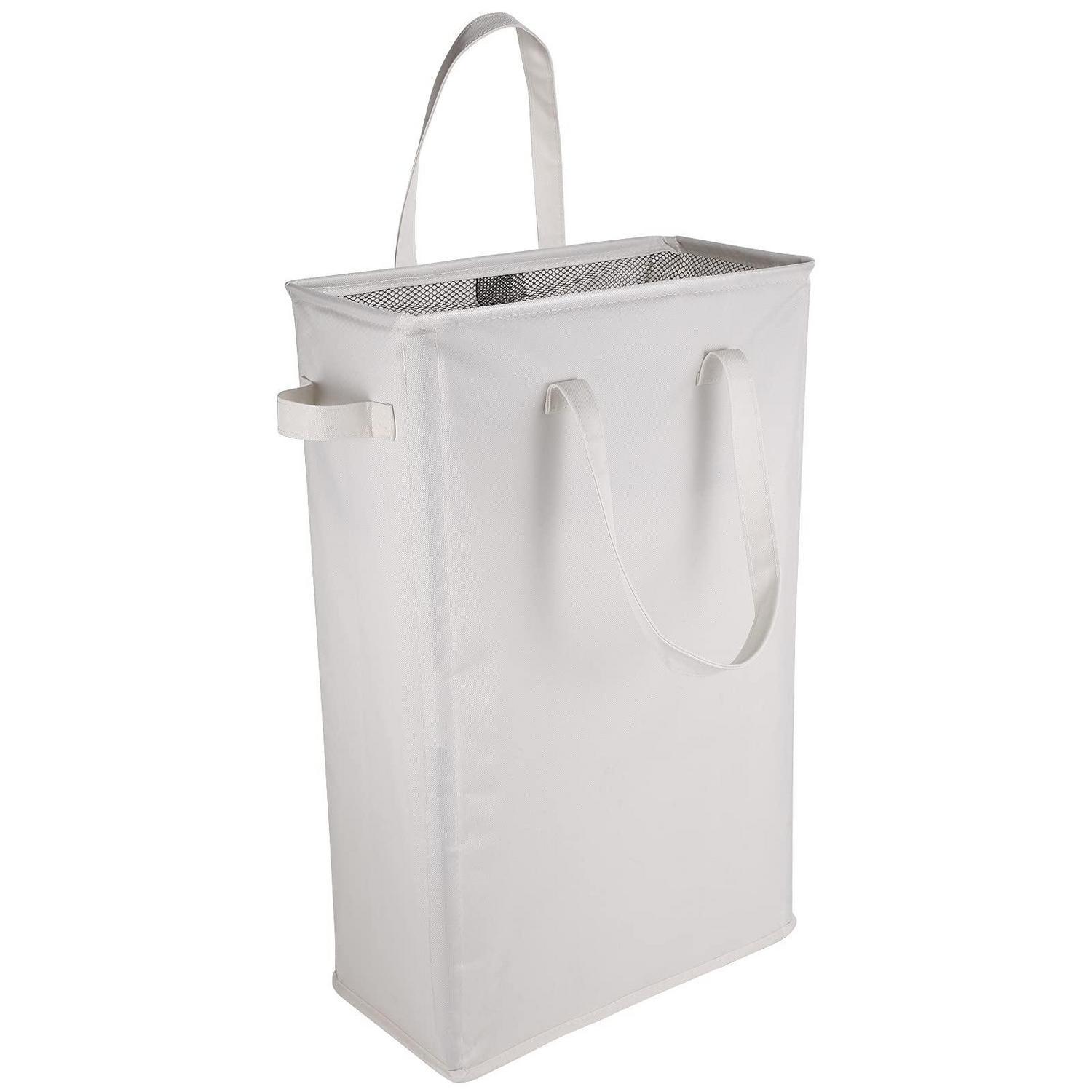 Schmaler Wäschekorb Faltbar 45l Mit Griffen, 39x19x60cm, Beige