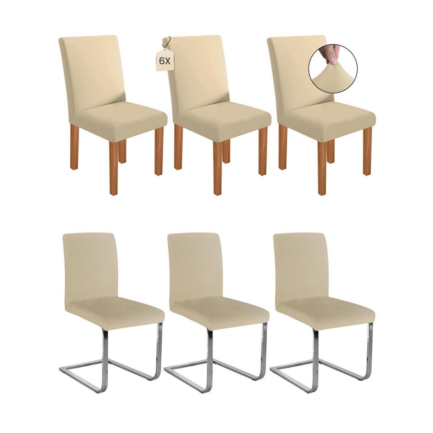 Stuhlhussen 6er Set Beige, Stretchbezüge Für Schwingstühle, Abnehmbar & Waschbar