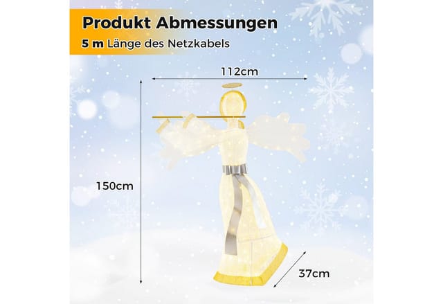 Costway Weihnachtsengel Beleuchtet Groß Weihnachtsdeko 150 cm