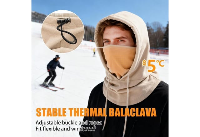Sturmhaube Unisex Mit Kapuze, Winddicht & Warm, Für Ski, Motorrad, Outdoor, Beige