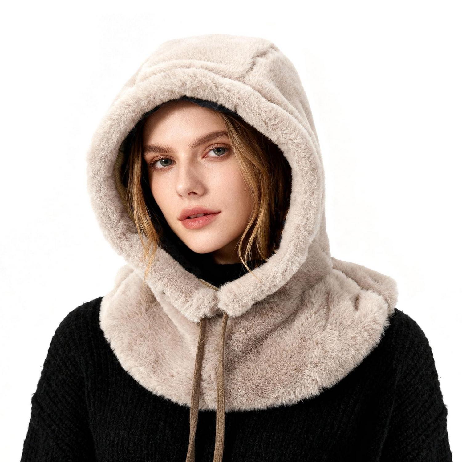 Warme Sturmhaube Mit Fleece-futter Und Zugband Für Damen