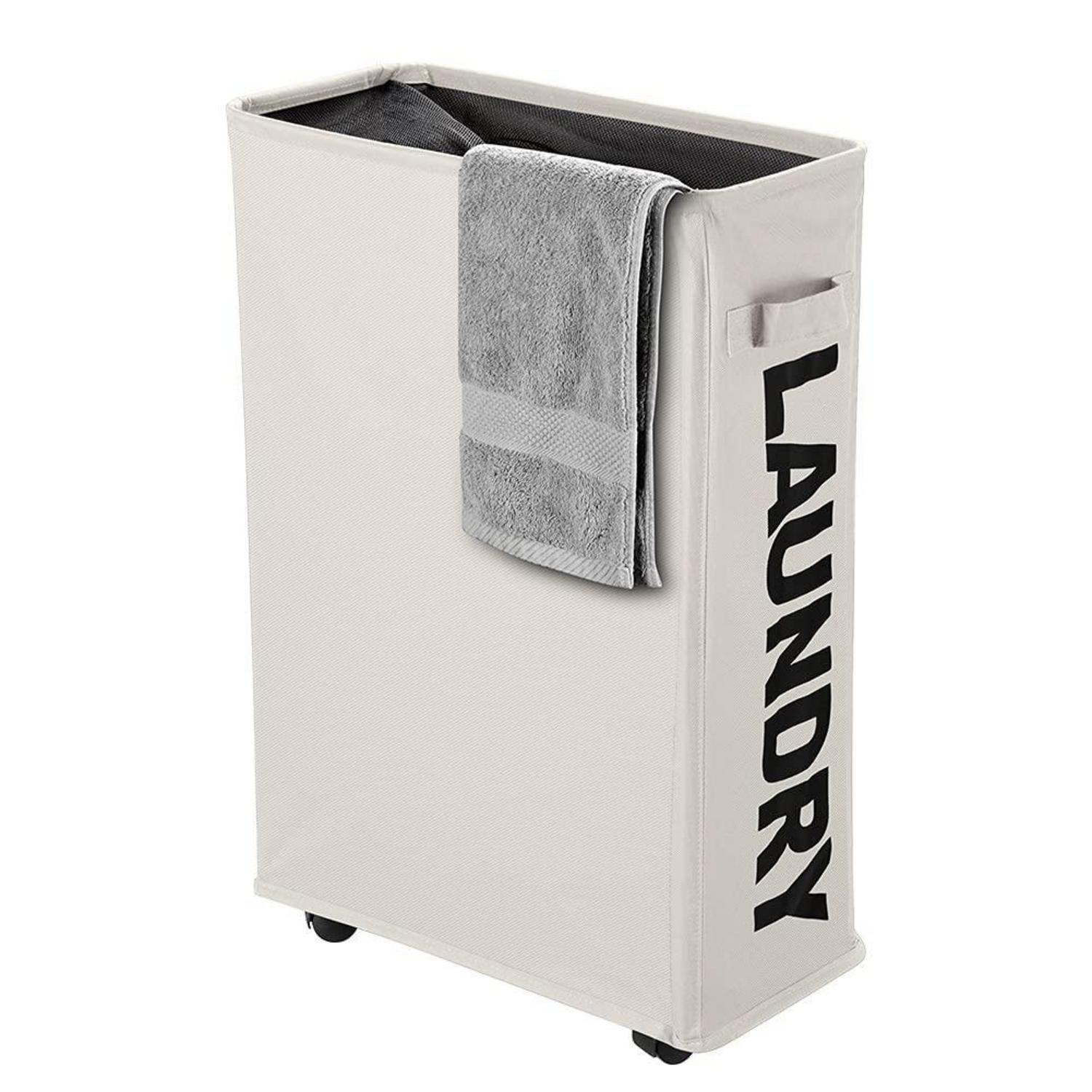 Wäschekorb Mit Rädern, Faltbar, 40l, Beige